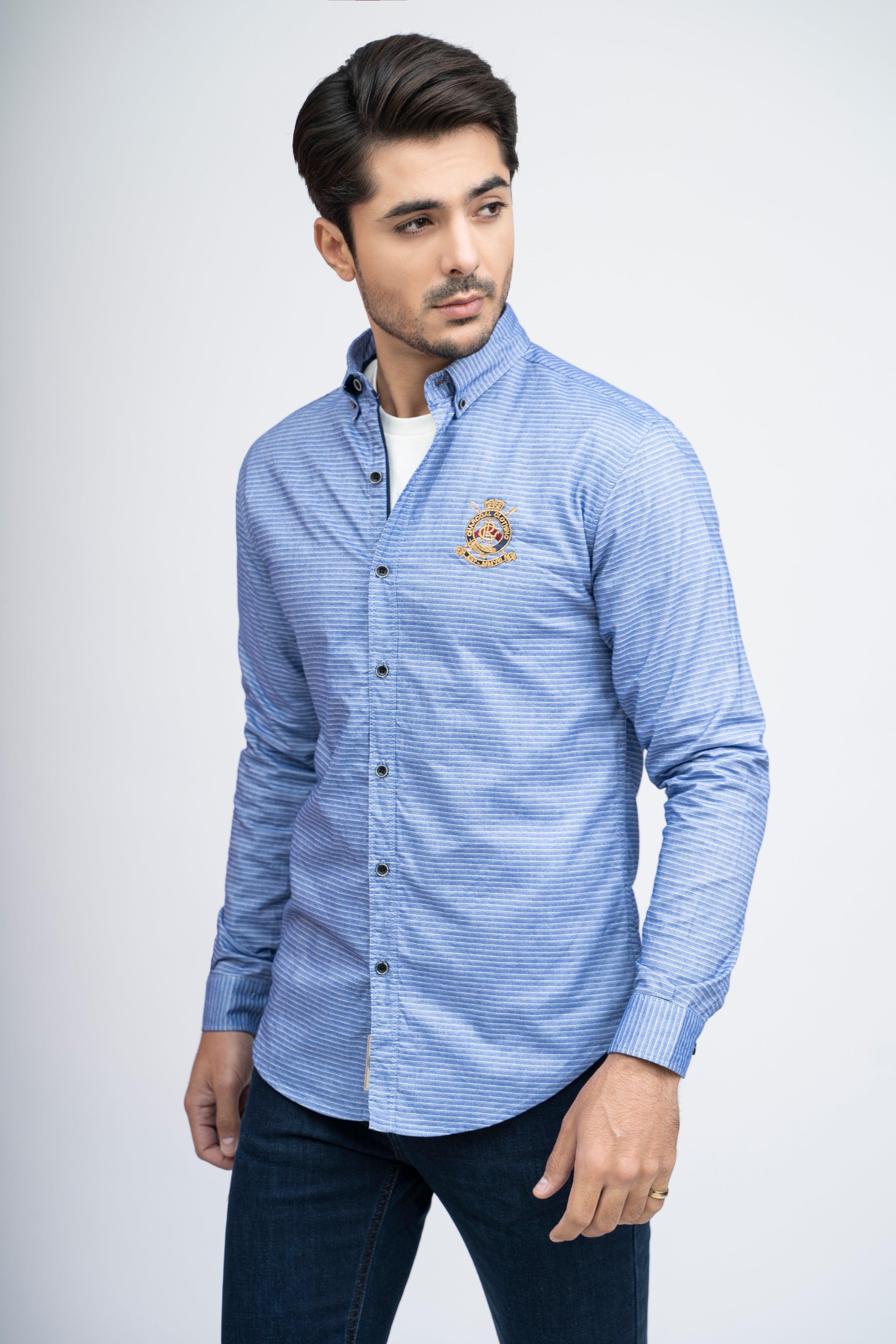 CASUAL SHIRT F/S BLUE at Charcoal Clothing
