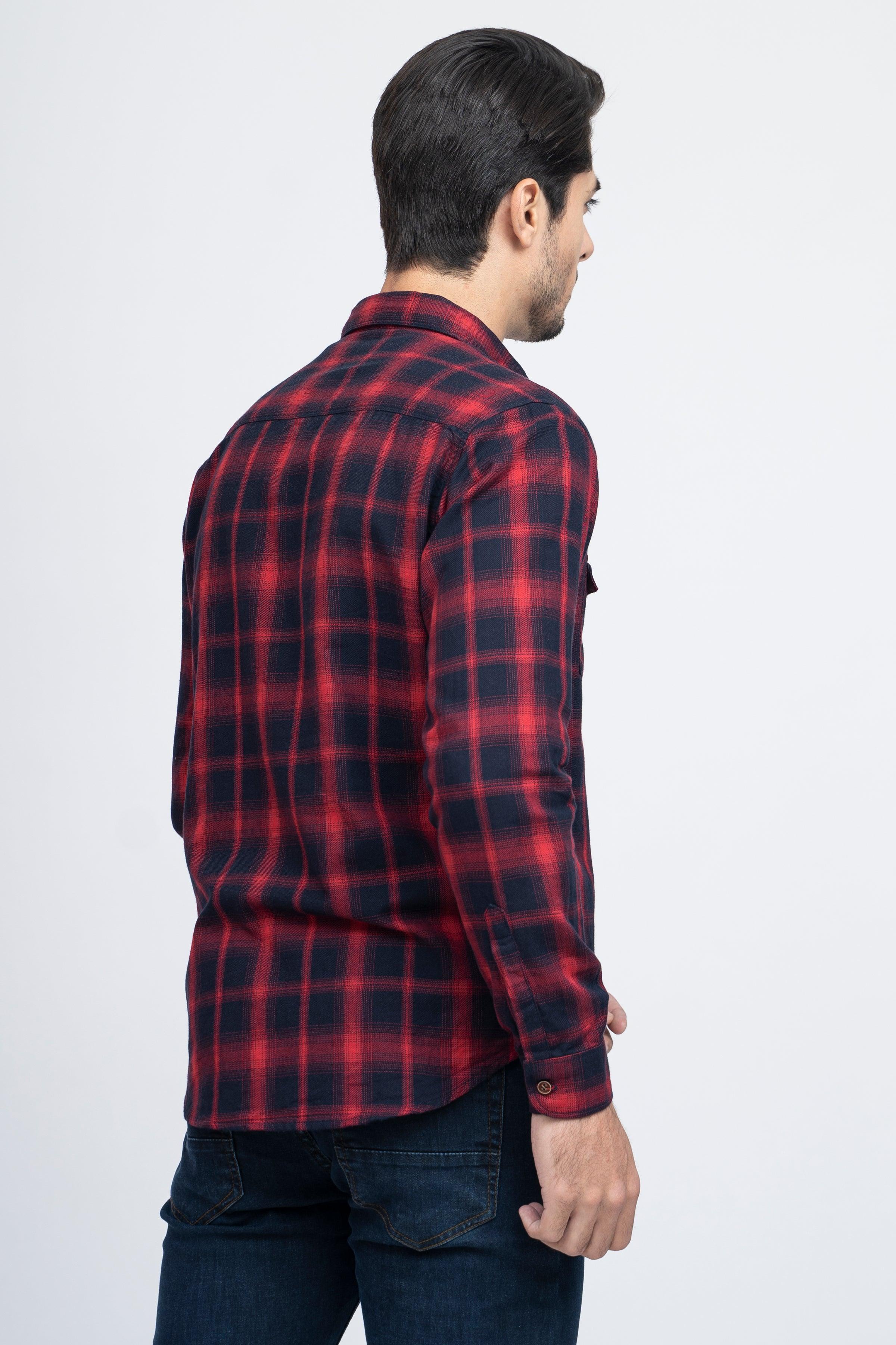 CASUAL SHIRT F/S MAROON CHECK at Charcoal Clothing