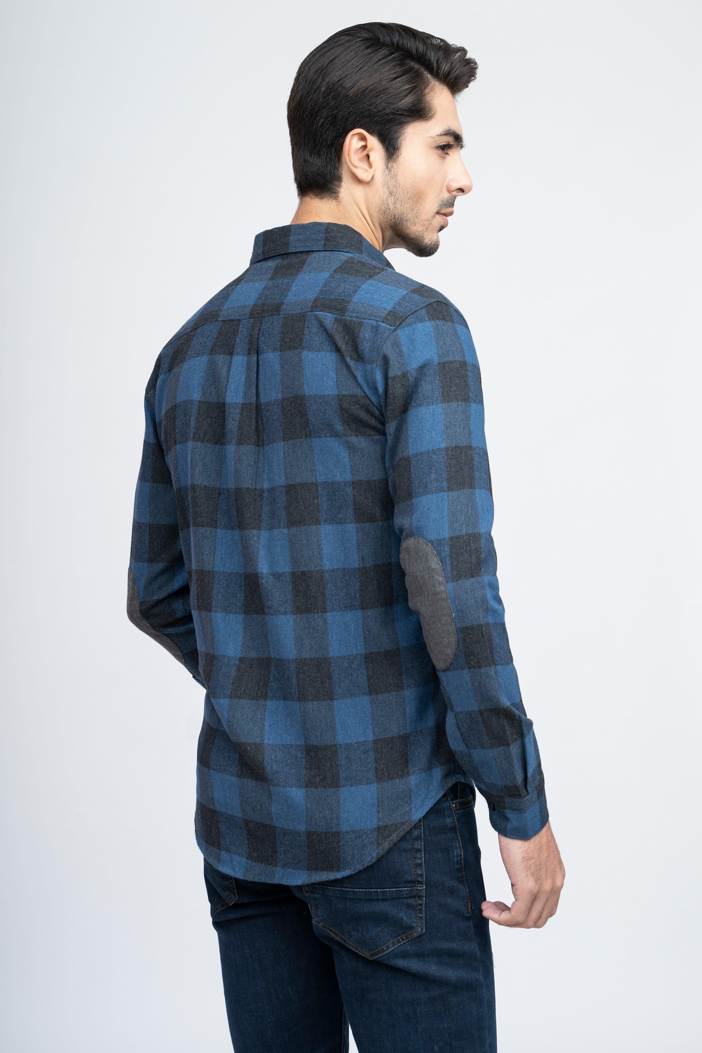 CASUAL SHIRT F/S NAVY CHECK at Charcoal Clothing