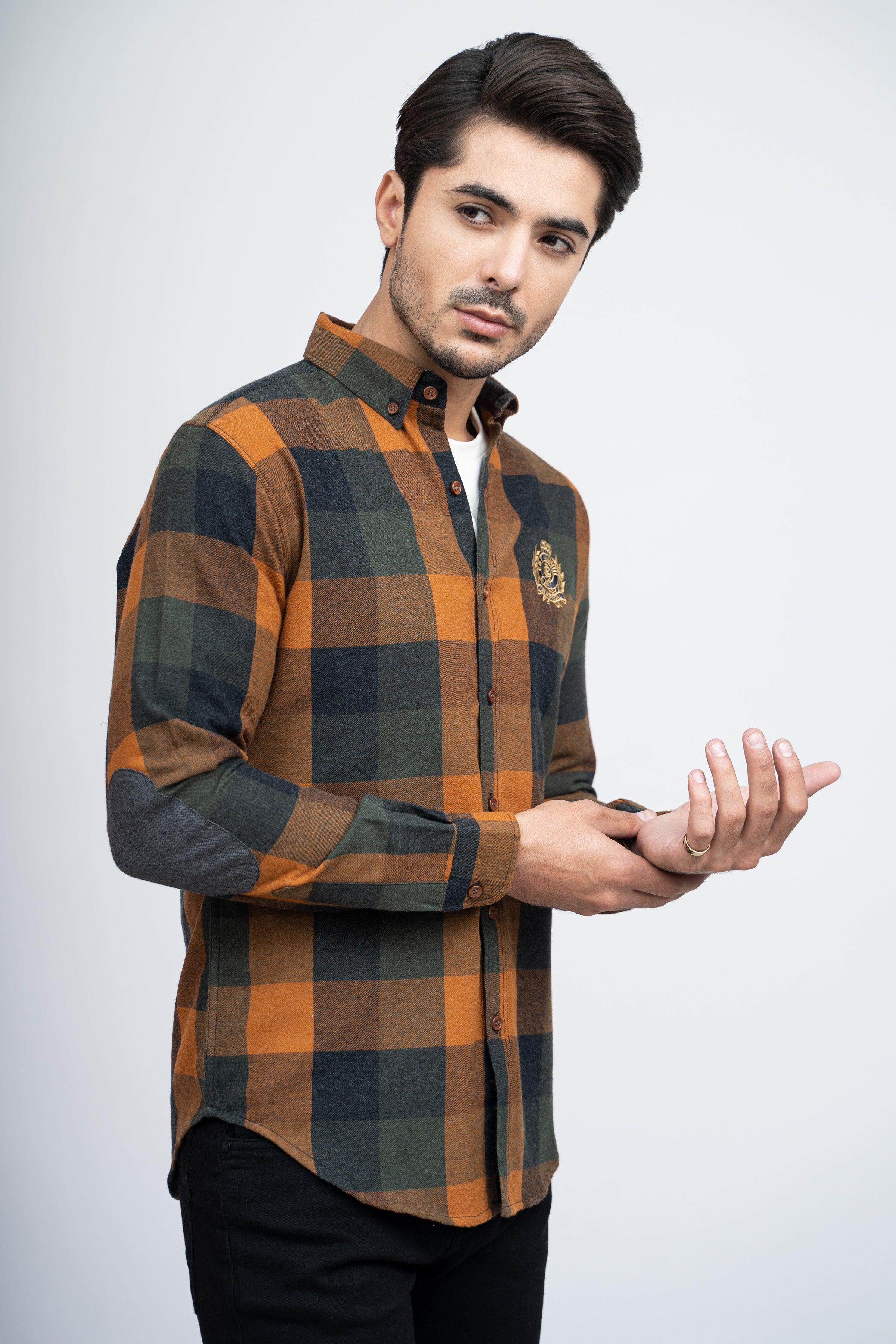 CASUAL SHIRT F/S RUST CHECK at Charcoal Clothing