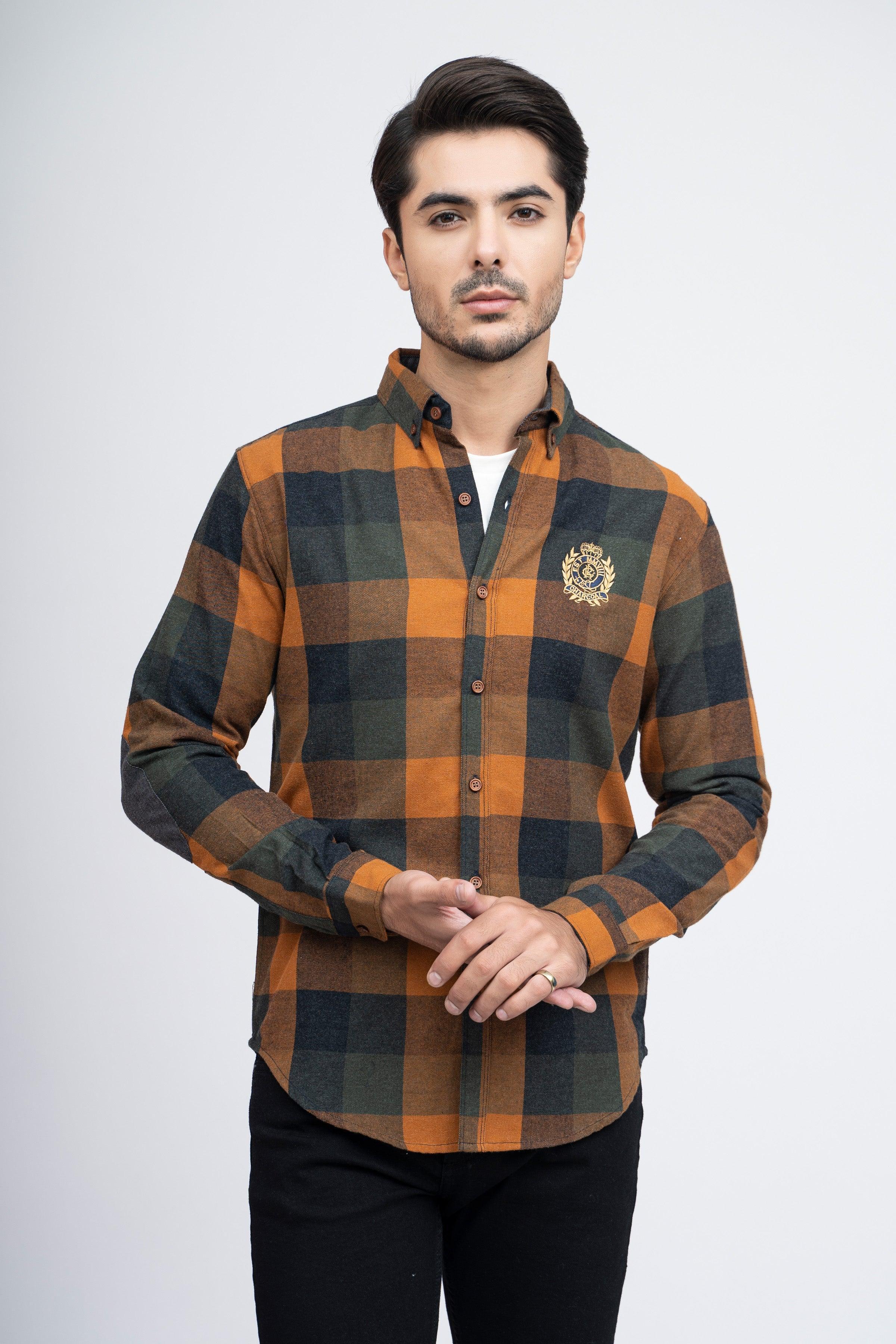 CASUAL SHIRT F/S RUST CHECK at Charcoal Clothing