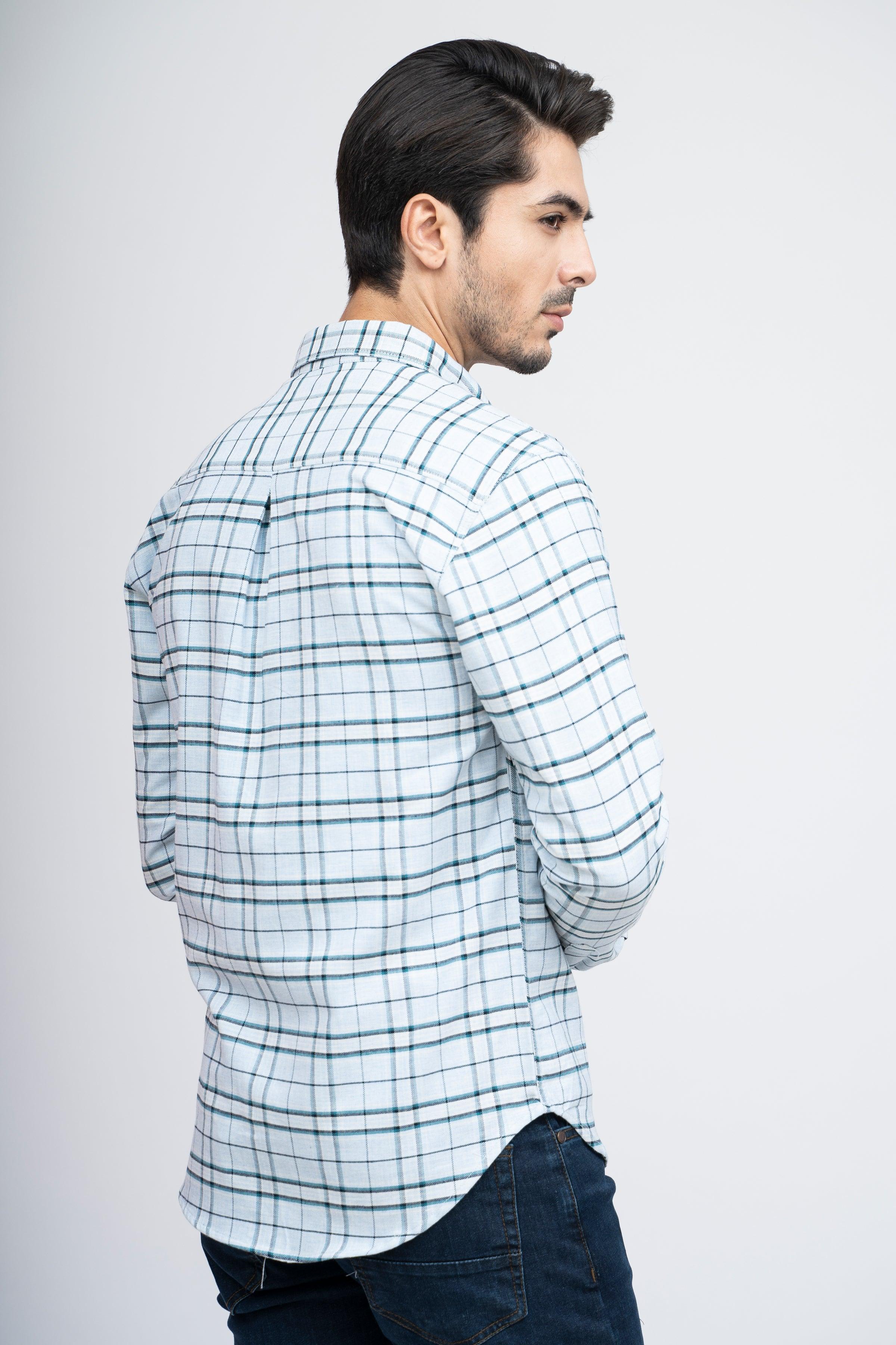 CASUAL SHIRT F/S SKY BLUE CHECK at Charcoal Clothing