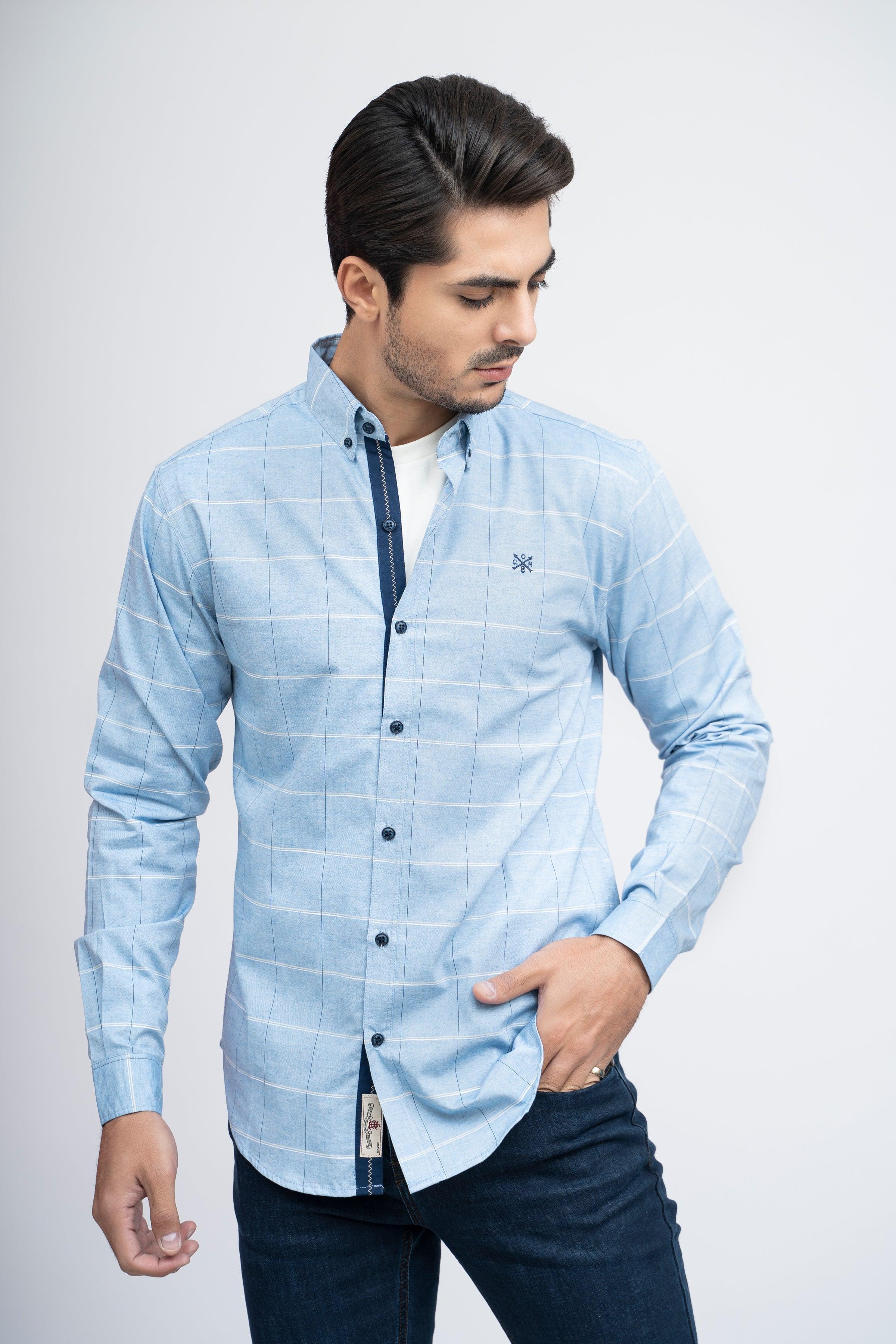 CASUAL SHIRT F/S SKY BLUE at Charcoal Clothing