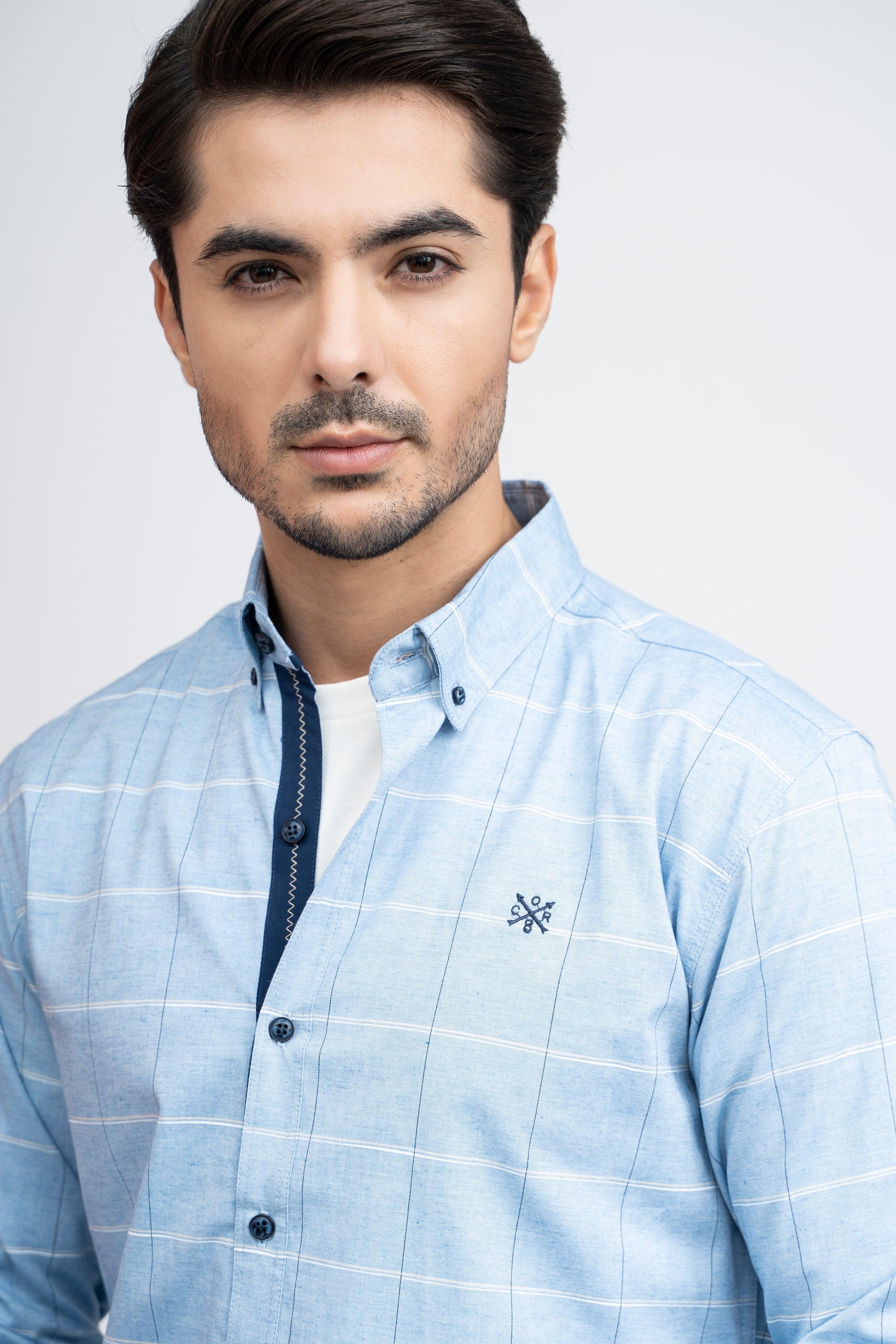 CASUAL SHIRT F/S SKY BLUE at Charcoal Clothing