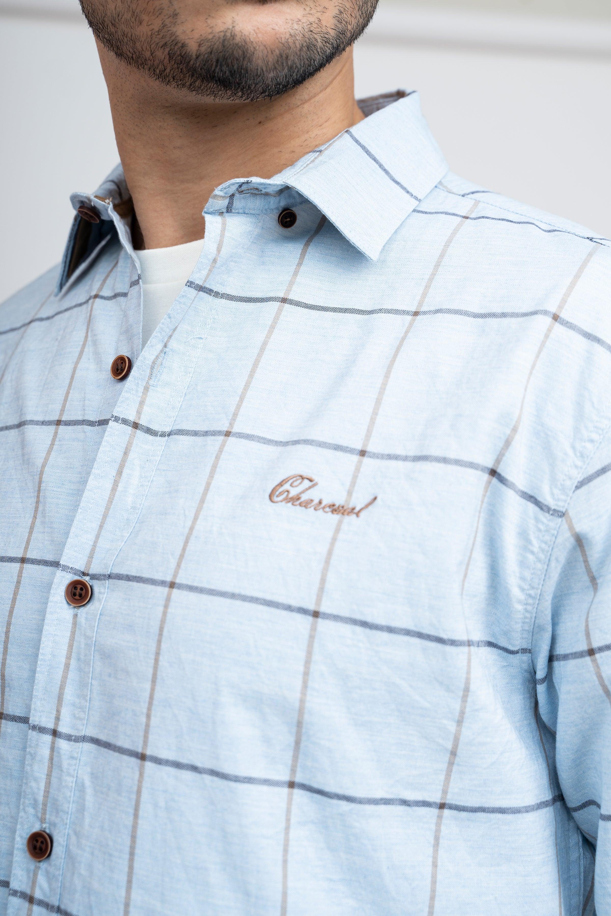 CASUAL SHIRT F/S SKY CHECK at Charcoal Clothing