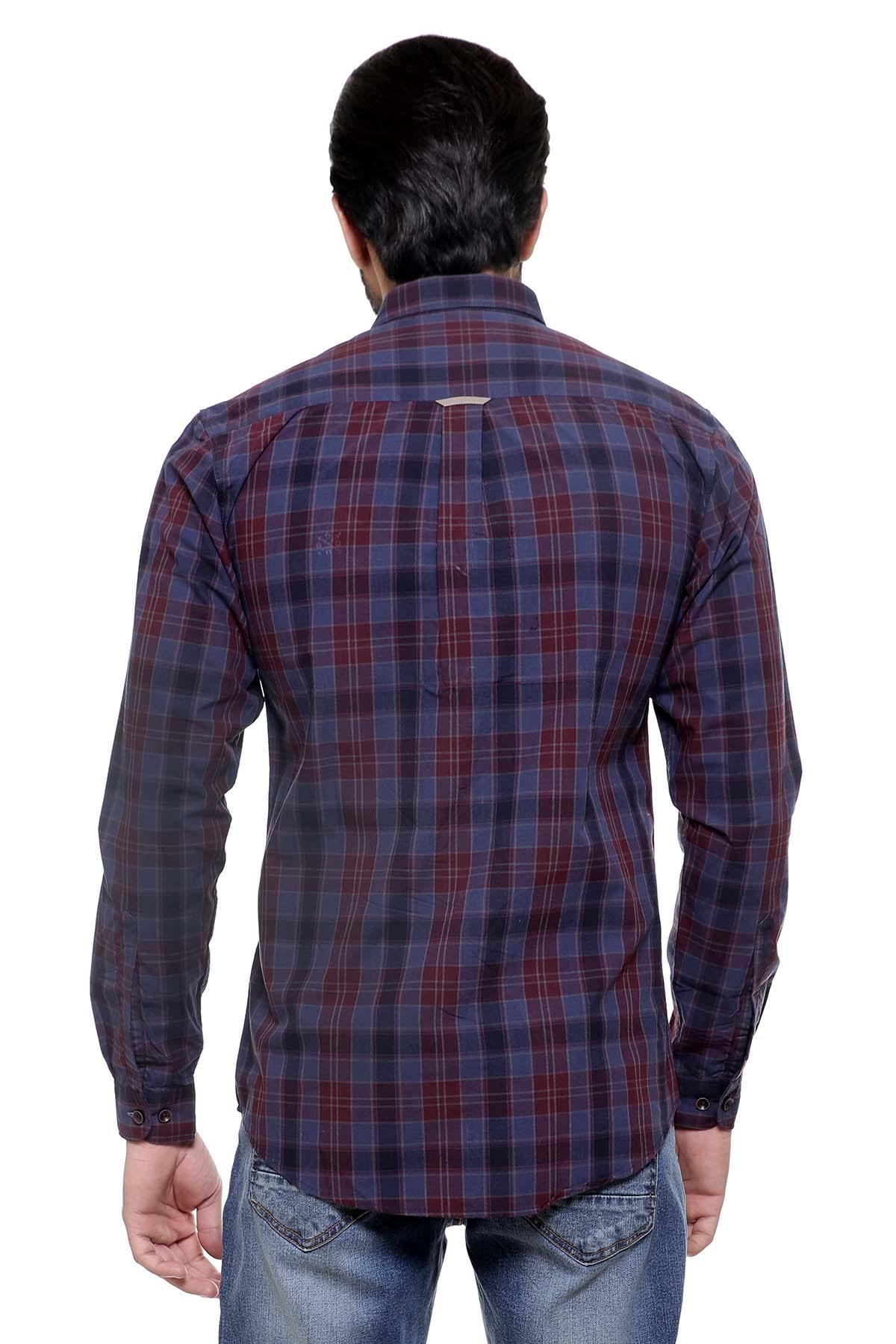 CASUAL SHIRT FULL SLEEVE BLUE MAROON at Charcoal Clothing