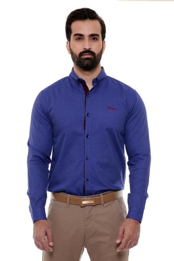 CASUAL SHIRT FULL SLEEVE BLUE SLIM FIT at Charcoal Clothing