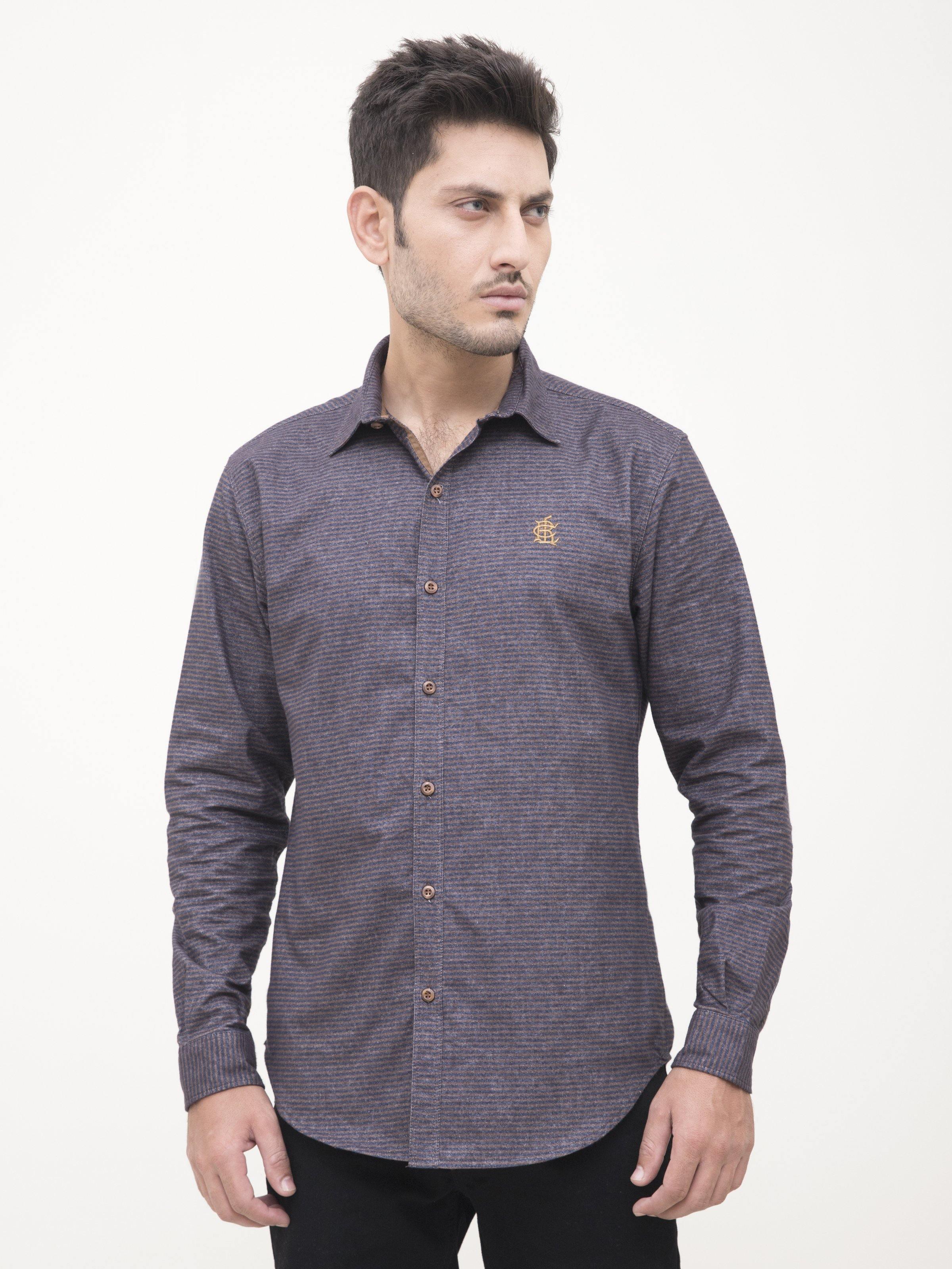 CASUAL SHIRT FULL SLEEVE BROWN BLUE at Charcoal Clothing