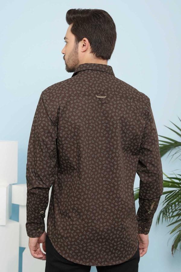 CASUAL SHIRT FULL SLEEVE BROWN at Charcoal Clothing