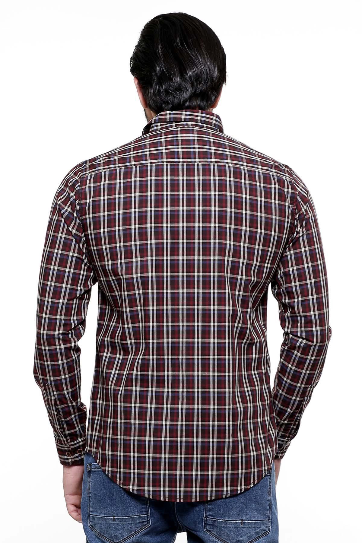 CASUAL SHIRT FULL SLEEVE CHOCOLATE BROWN SLIM FIT at Charcoal Clothing