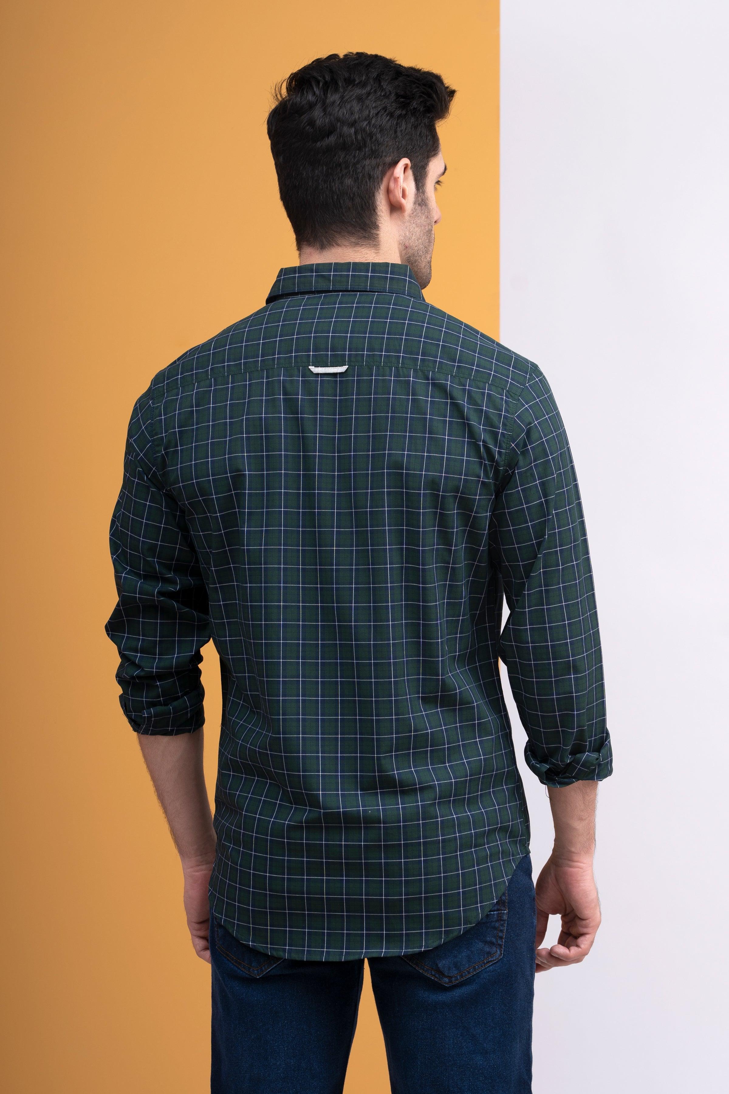 CASUAL SHIRT  FULL SLEEVE GREEN at Charcoal Clothing