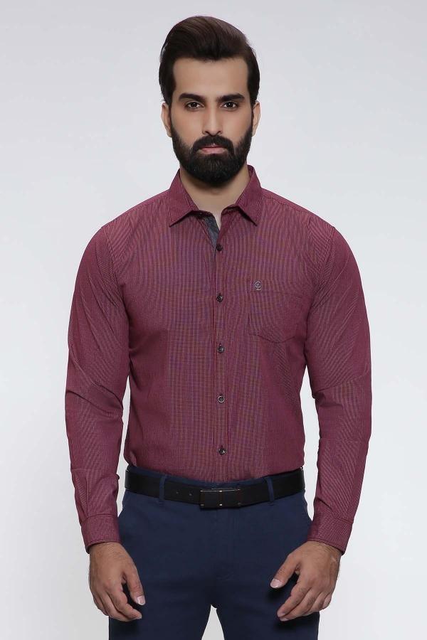 CASUAL SHIRT FULL SLEEVE MAROON SLIM FIT PRE FALL at Charcoal Clothing