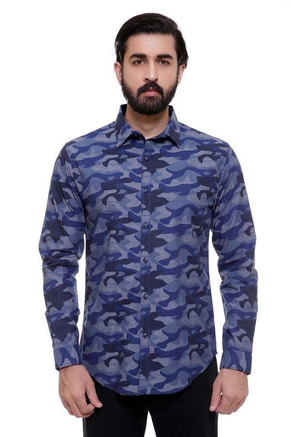 CASUAL SHIRT FULL SLEEVE NAVY BLUE SLIM FIT at Charcoal Clothing