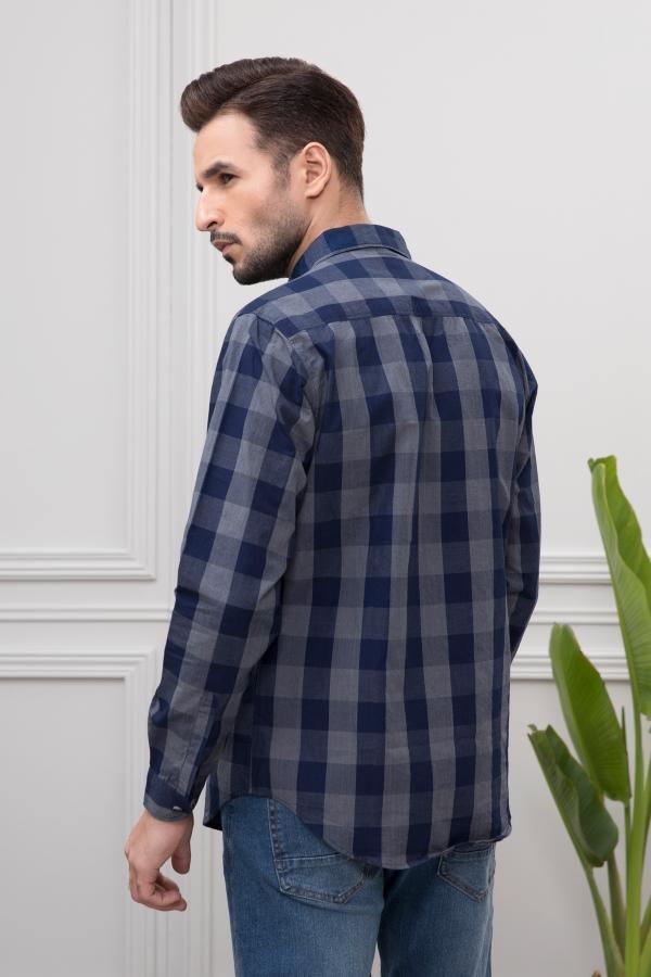 CASUAL SHIRT FULL SLEEVE NAVY GREY at Charcoal Clothing