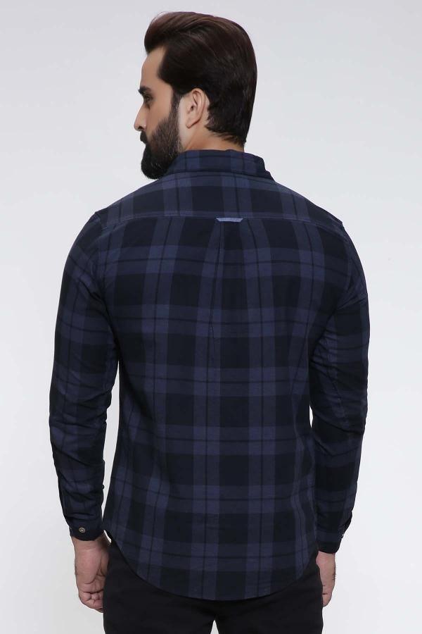 CASUAL SHIRT FULL SLEEVE NAVY SLIM FIT PRE FALL at Charcoal Clothing