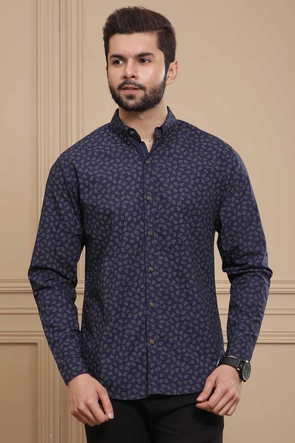 CASUAL SHIRT FULL SLEEVE NAVY at Charcoal Clothing