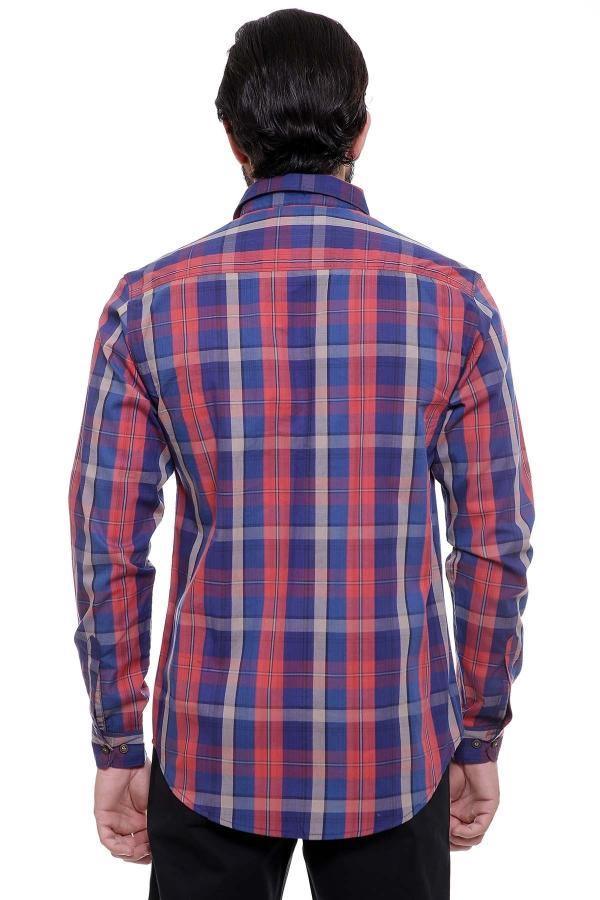 CASUAL SHIRT FULL SLEEVE RUST CHECK SLIM FIT at Charcoal Clothing