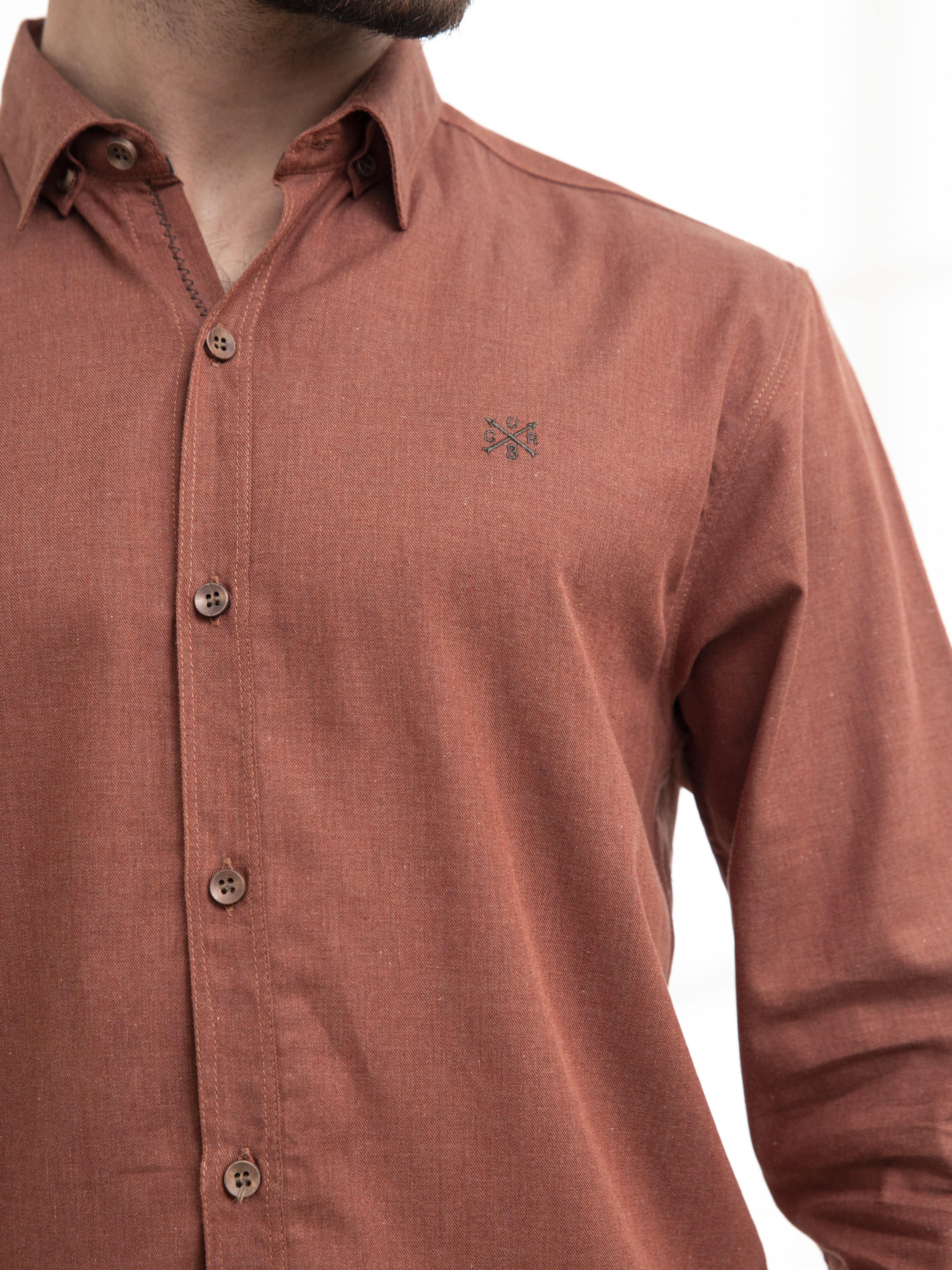 CASUAL SHIRT FULL SLEEVE RUST at Charcoal Clothing