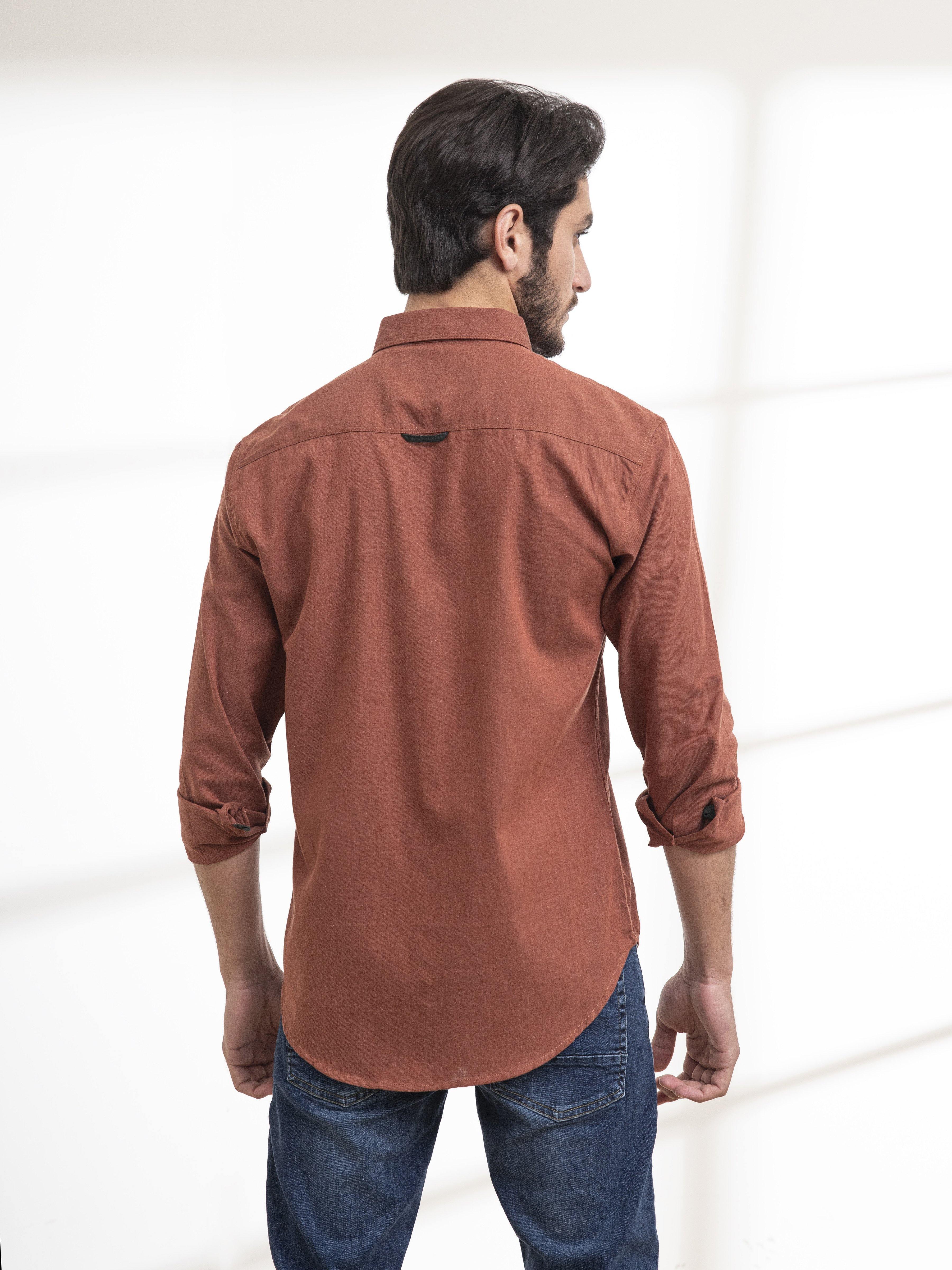 CASUAL SHIRT FULL SLEEVE RUST at Charcoal Clothing