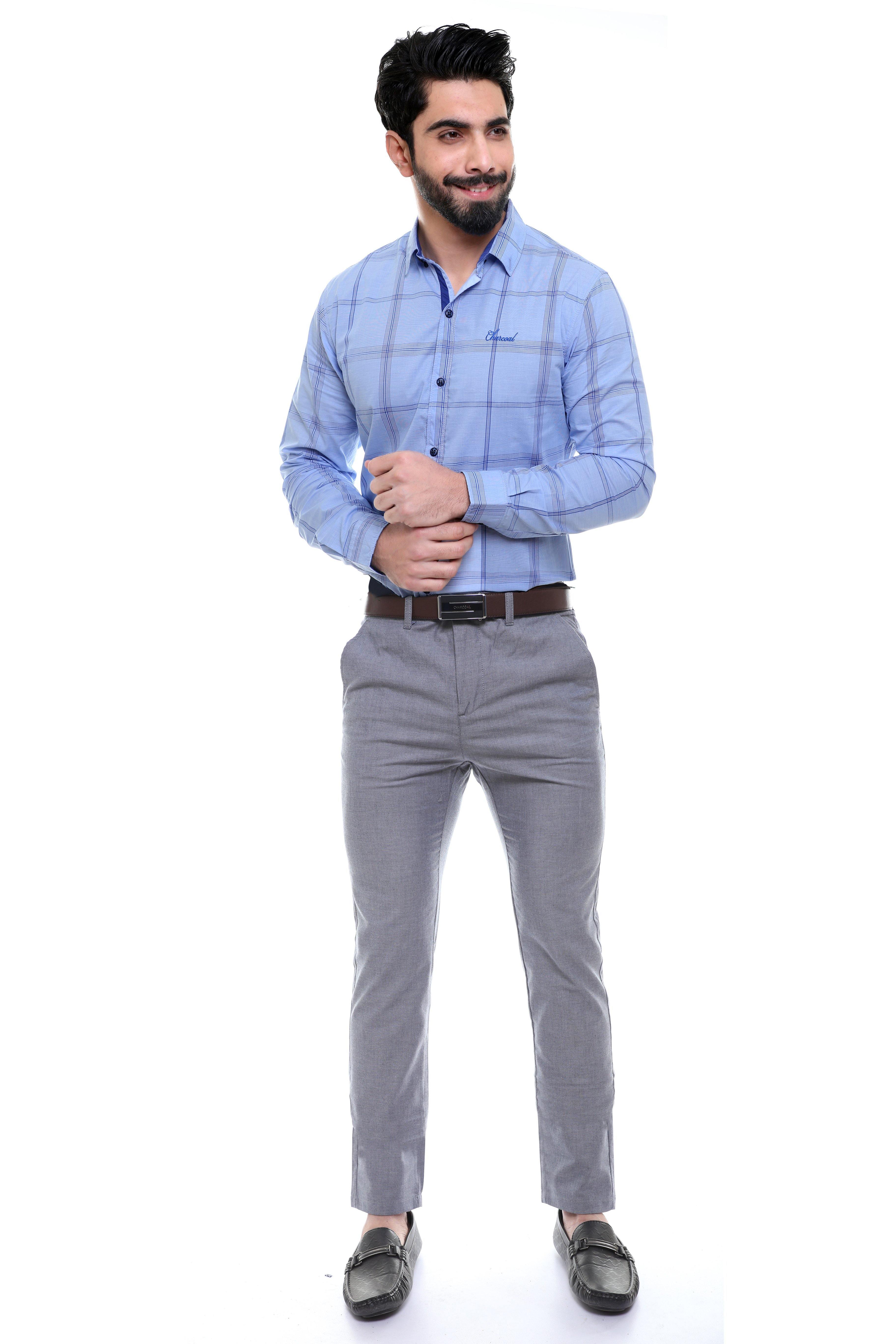 CASUAL SHIRT FULL SLEEVE SKY BLUE at Charcoal Clothing