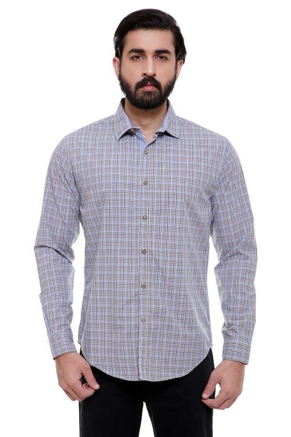 CASUAL SHIRT FULL SLEEVE SKY CHECK SLIM FIT at Charcoal Clothing