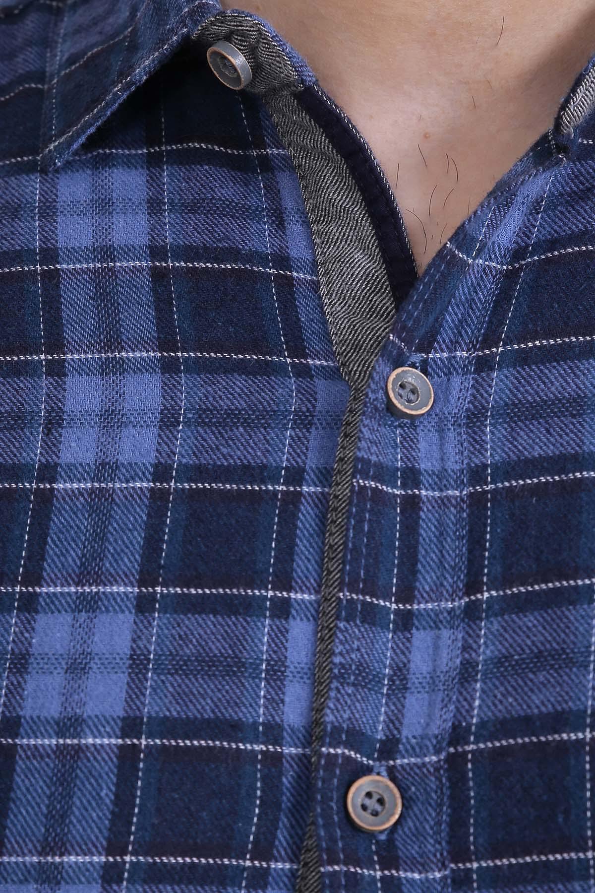 CASUAL SHIRT FULL SLEEVE SLIM FIT BLUE CHECK at Charcoal Clothing
