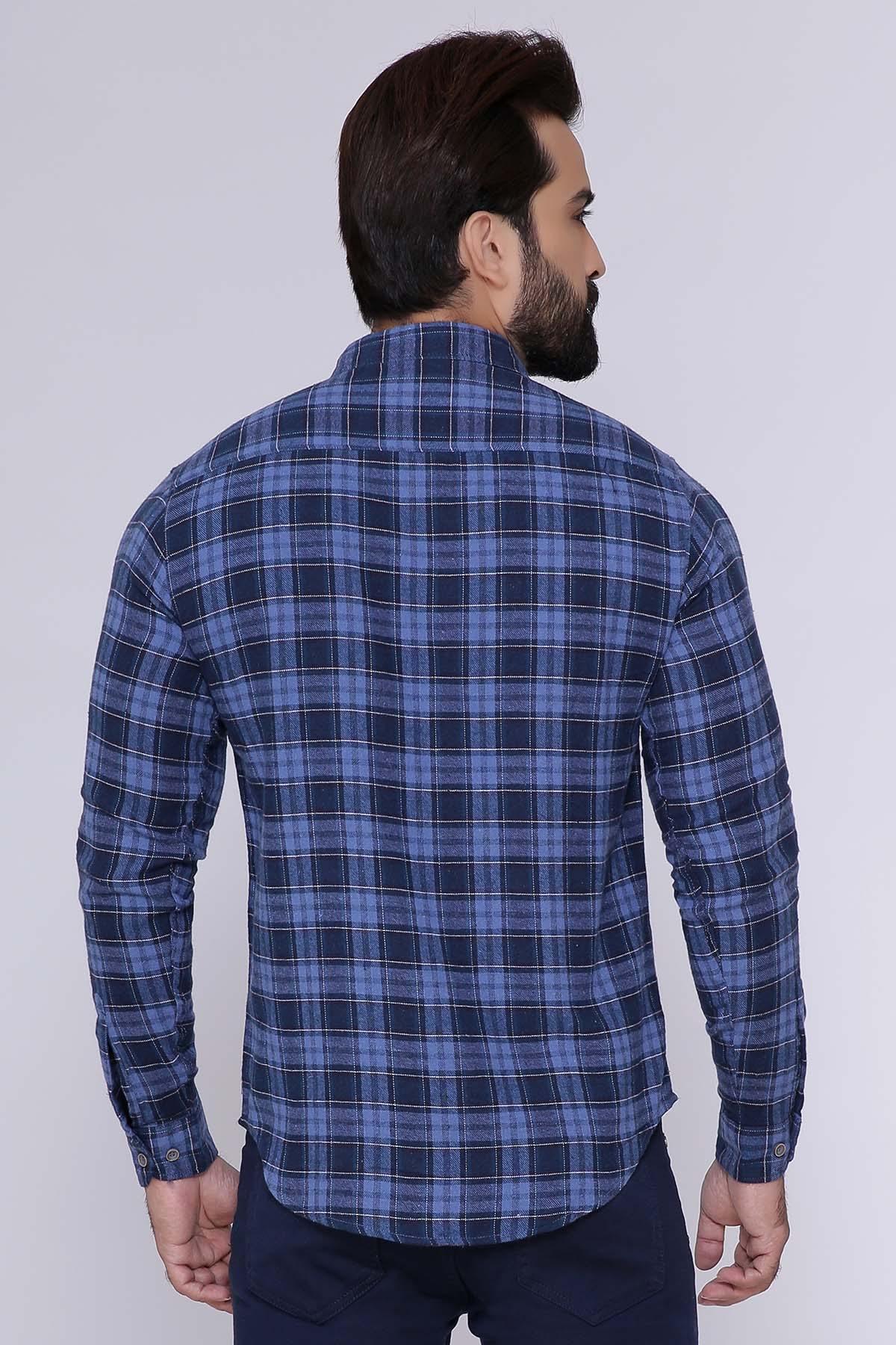CASUAL SHIRT FULL SLEEVE SLIM FIT BLUE CHECK at Charcoal Clothing