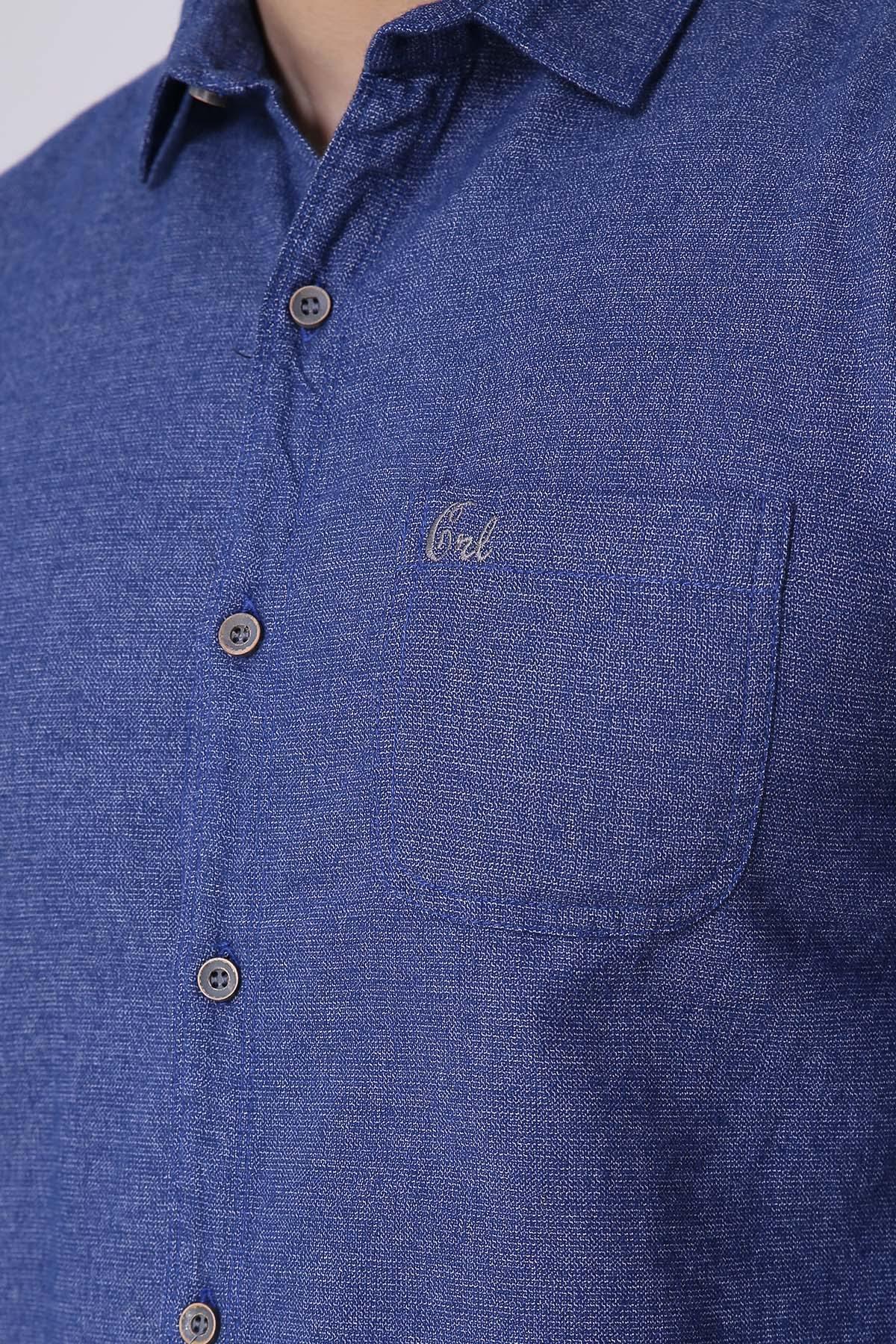 CASUAL SHIRT FULL SLEEVE SLIM FIT BLUE at Charcoal Clothing