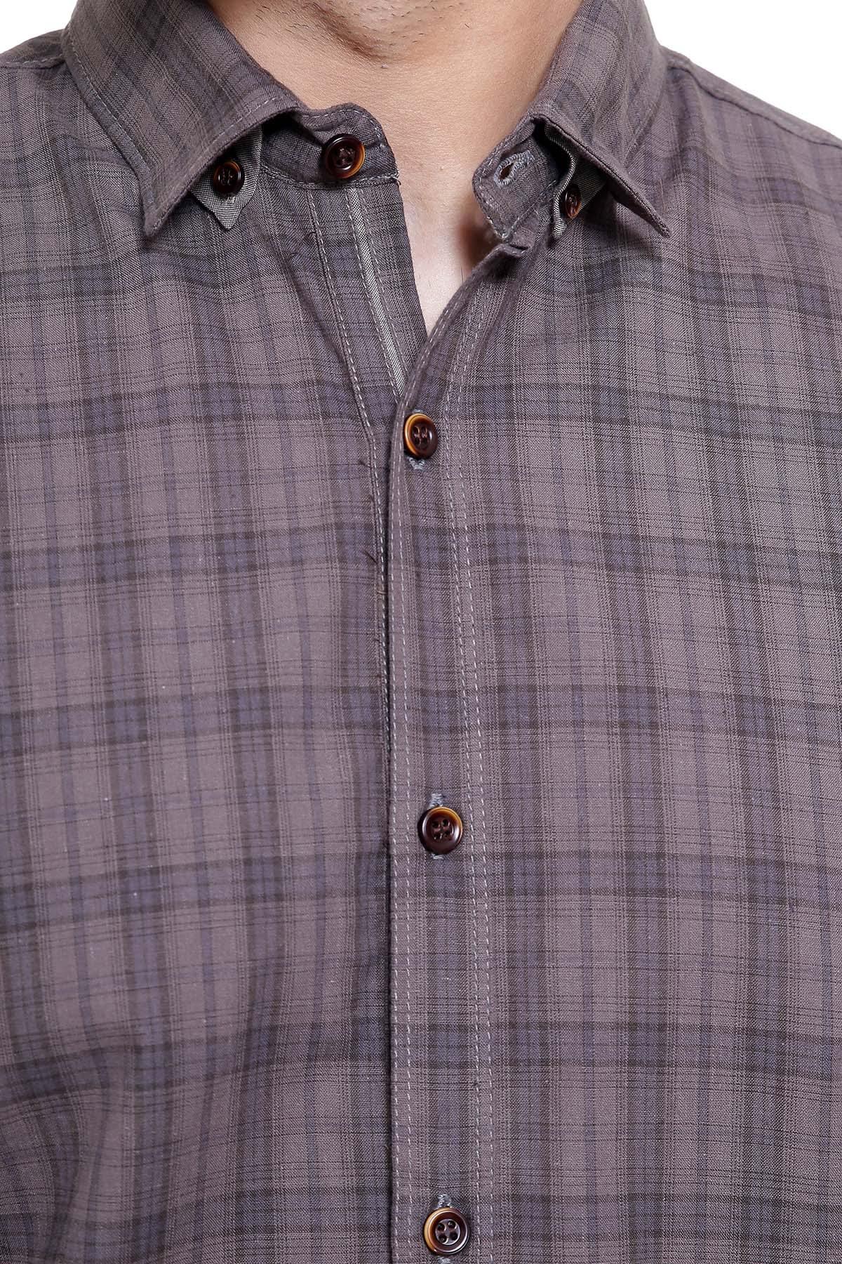 CASUAL SHIRT FULL SLEEVE SLIM FIT BROWN at Charcoal Clothing