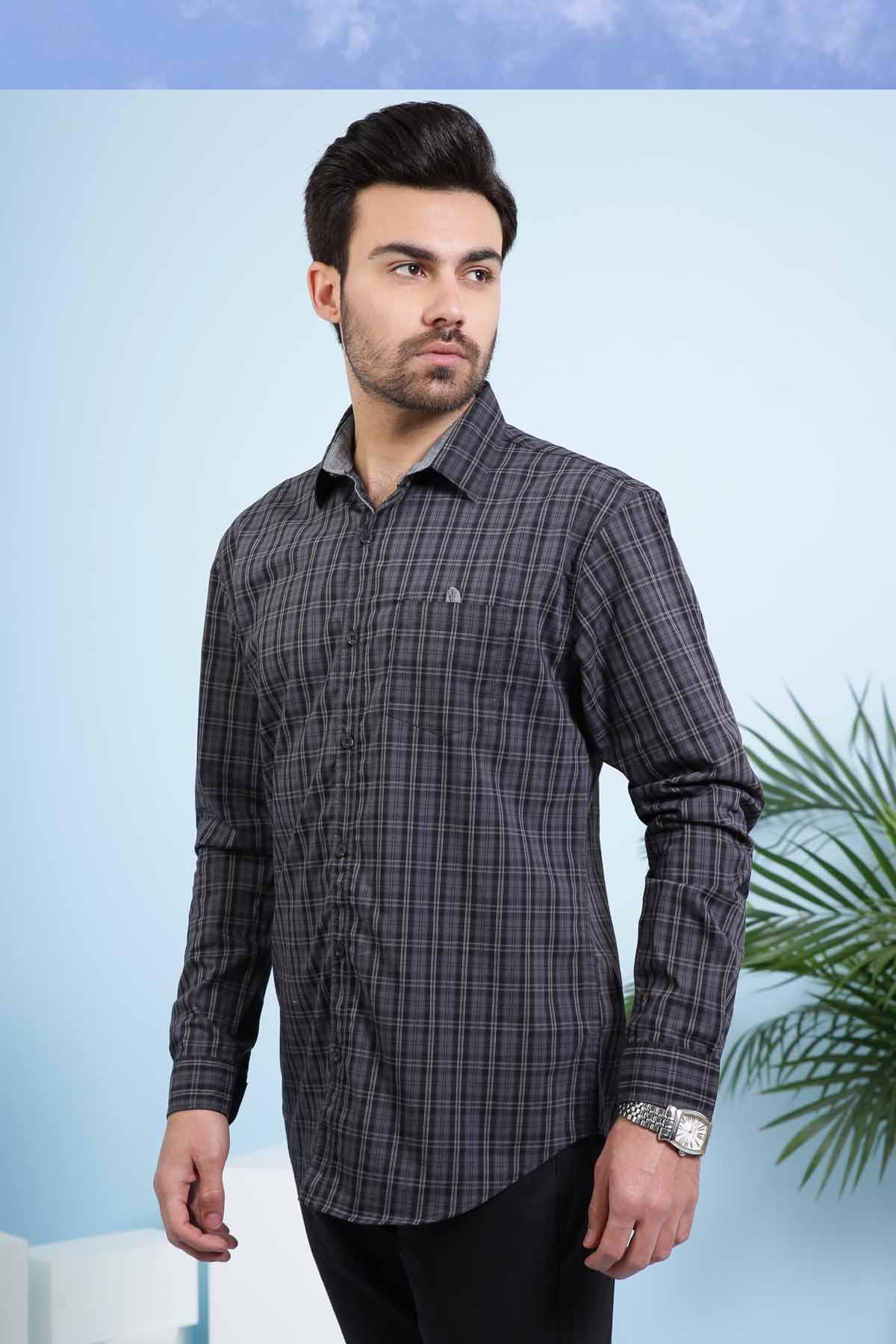 CASUAL SHIRT FULL SLEEVE SLIM FIT CHARCOAL GREY at Charcoal Clothing