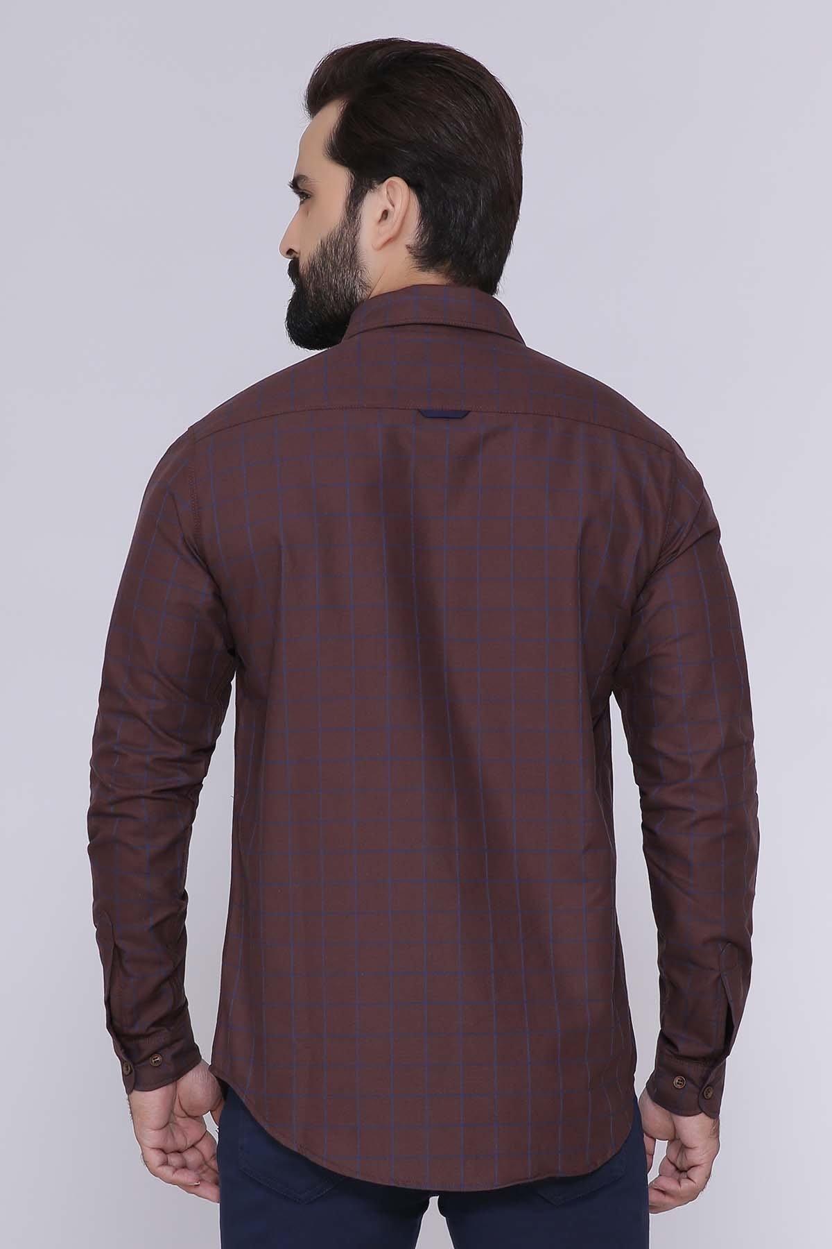 CASUAL SHIRT FULL SLEEVE SLIM FIT COFFEE at Charcoal Clothing
