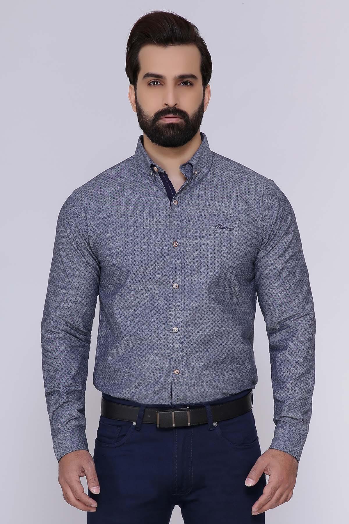 CASUAL SHIRT FULL SLEEVE SLIM FIT GREY at Charcoal Clothing