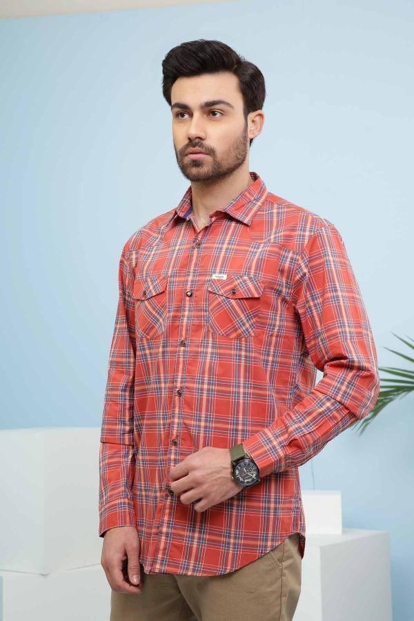 CASUAL SHIRT FULL SLEEVE SLIM FIT ORANGE at Charcoal Clothing