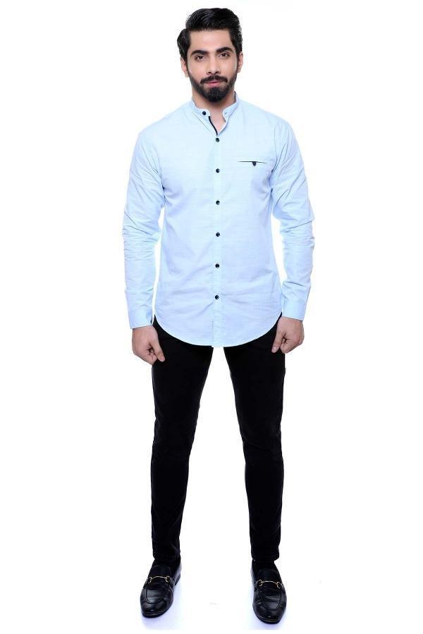 CASUAL SHIRT FULL SLEEVE SLIM FIT SKY BLUE at Charcoal Clothing
