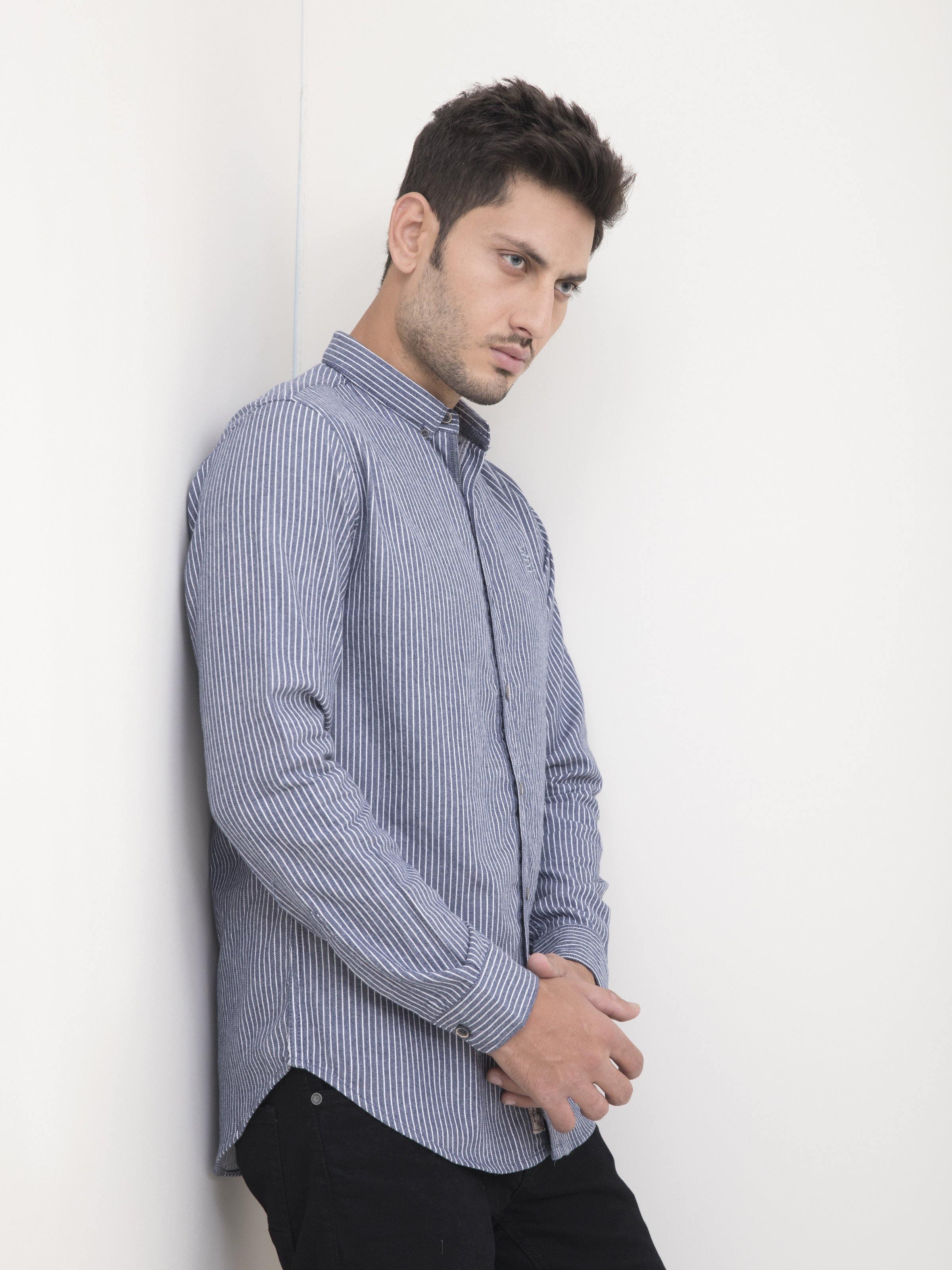 CASUAL SHIRT FULL SLEEVE STEEL GREY at Charcoal Clothing