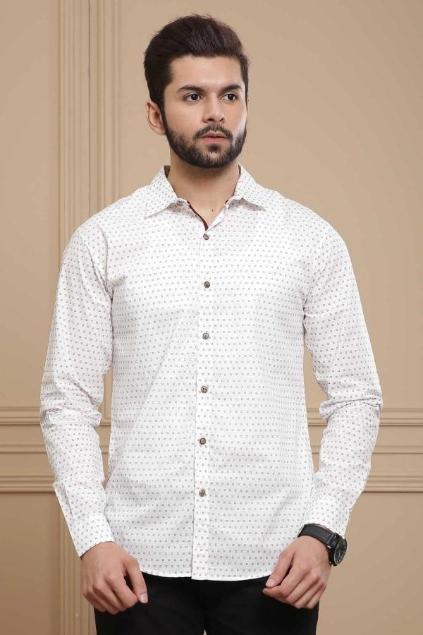 CASUAL SHIRT FULL SLEEVE WHITE at Charcoal Clothing