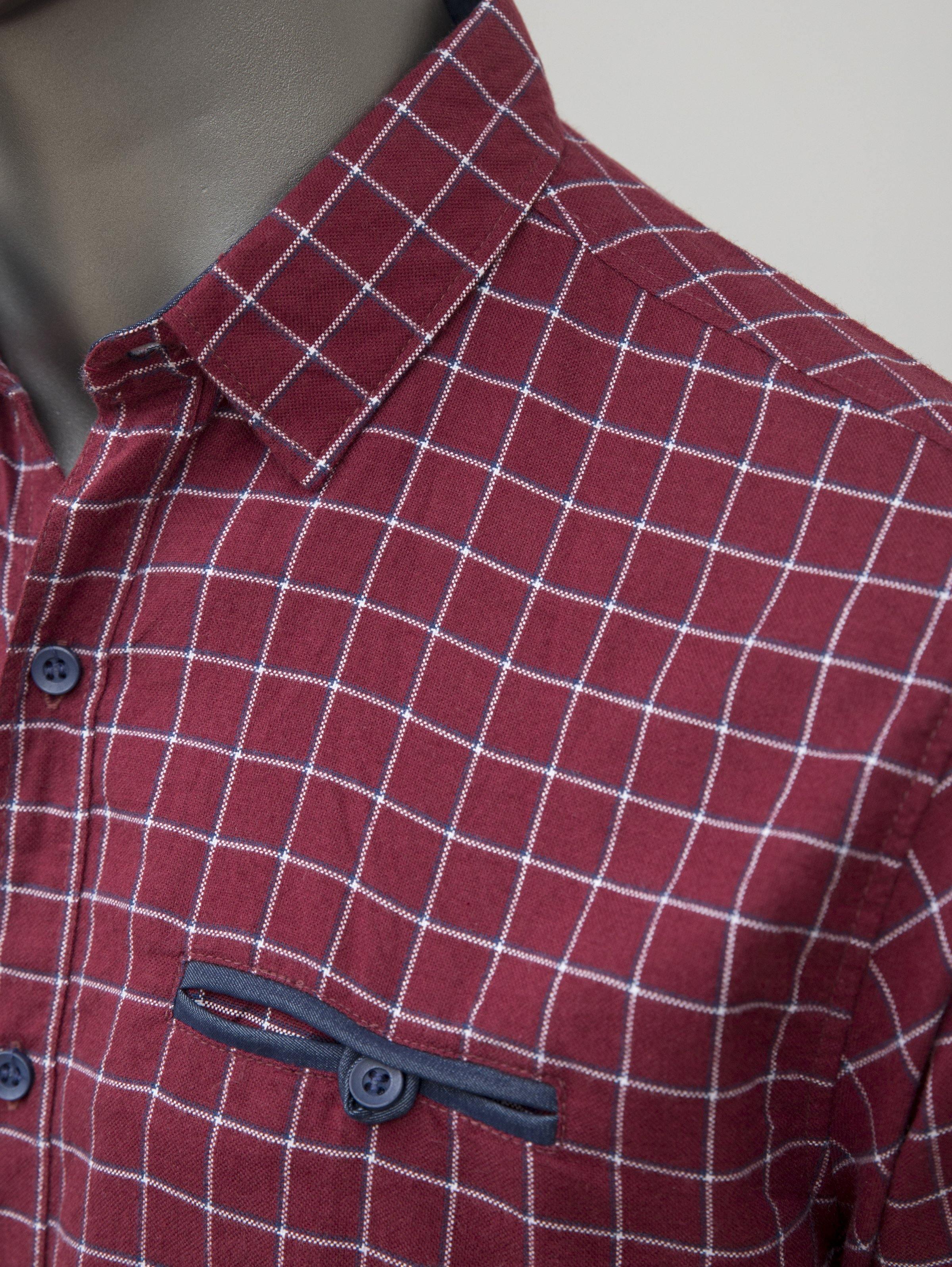 CASUAL SHIRT FULL SLEEVES  MAROON CHECK WINTER at Charcoal Clothing