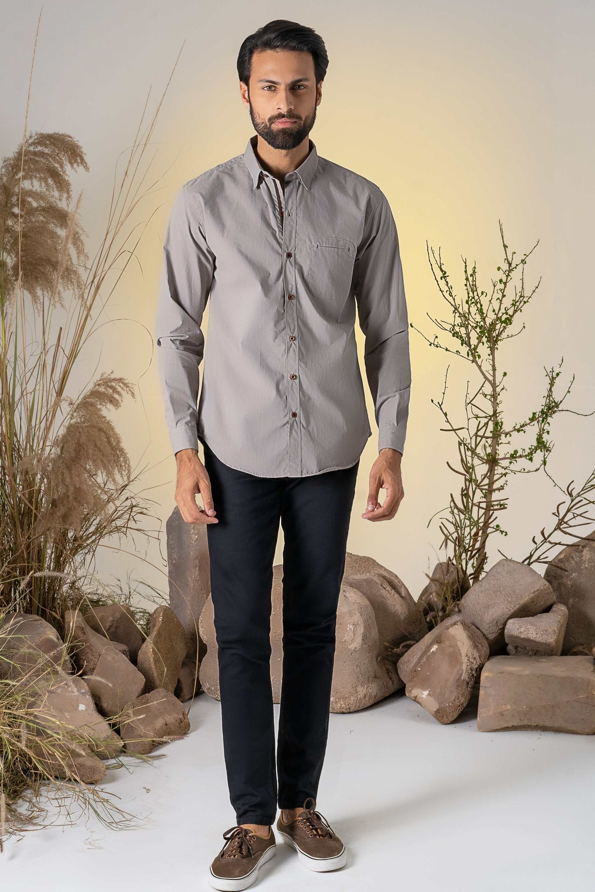 Shop CASUAL SHIRT KHAKI STRIPES For Men Online