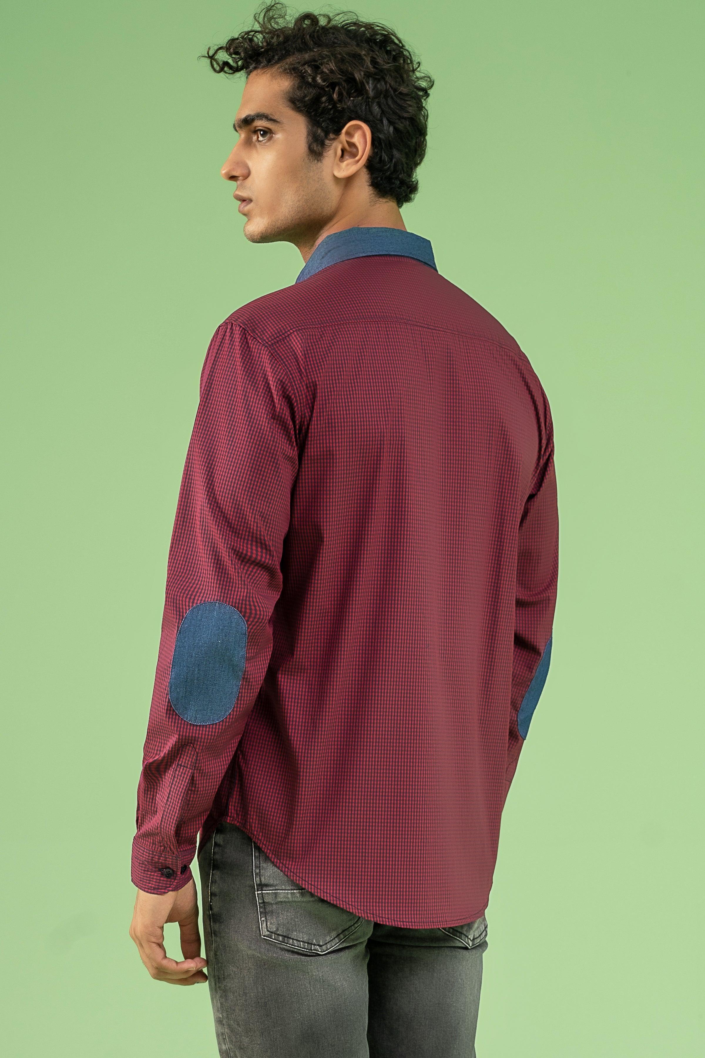 CASUAL SHIRT MAROON NAVY at Charcoal Clothing