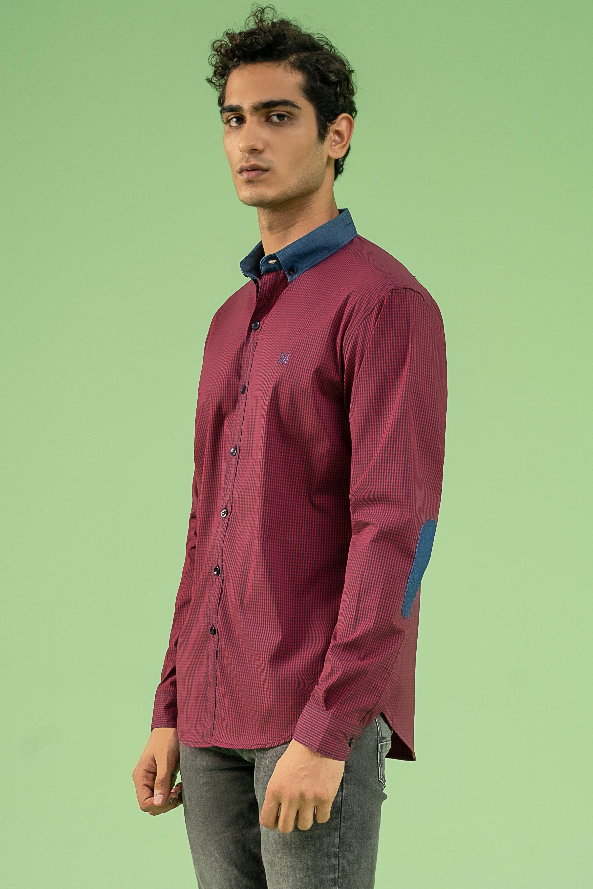 Shop CASUAL SHIRT MAROON NAVY For Men Online - Main Image