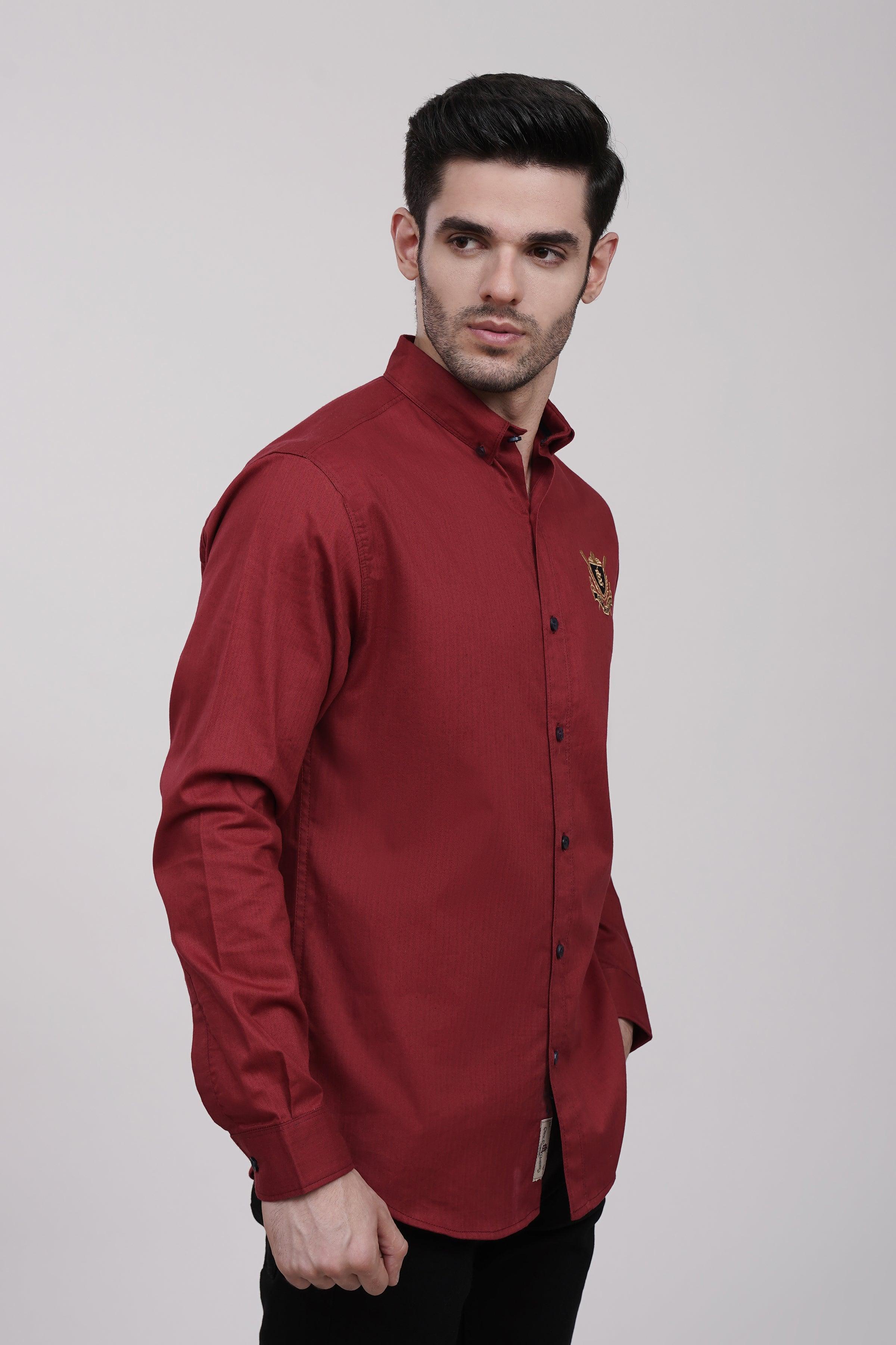 CASUAL SHIRT MAROON at Charcoal Clothing