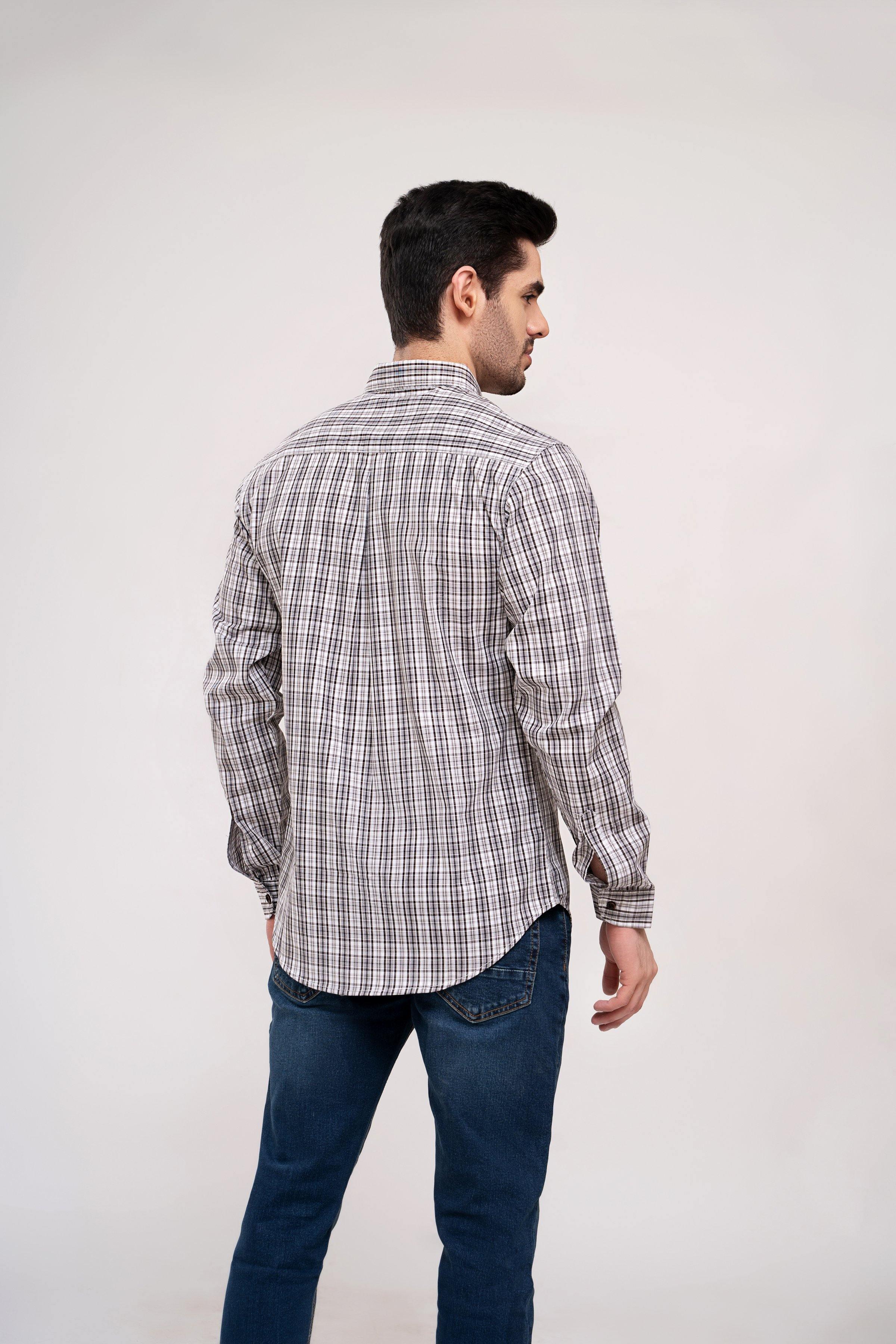 CASUAL SHIRT OFF WHITE OLIVE at Charcoal Clothing