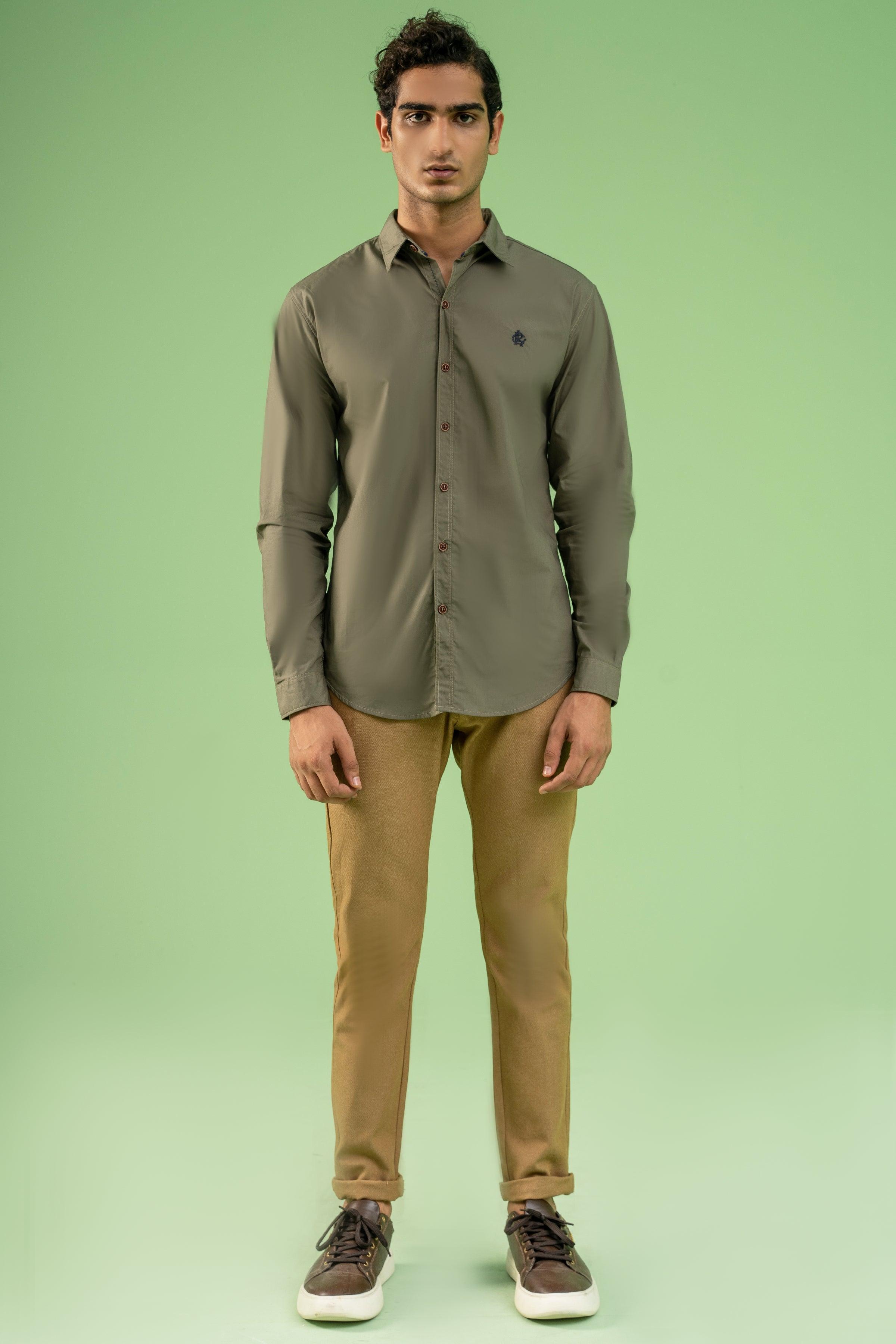 CASUAL SHIRT OLIVE GREEN Charcoal Clothing