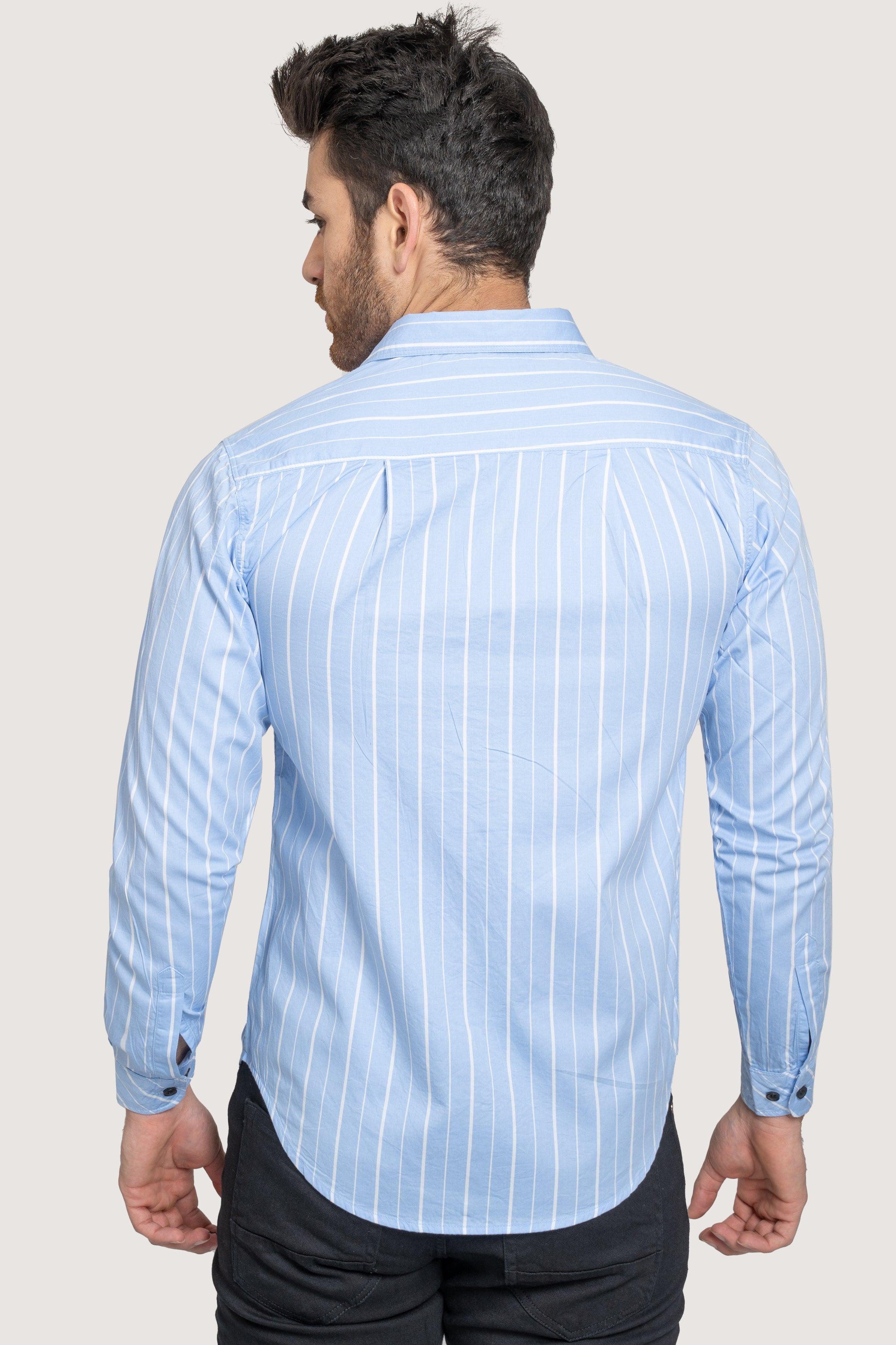 CASUAL SHIRT SKY BLUE STRIPES at Charcoal Clothing