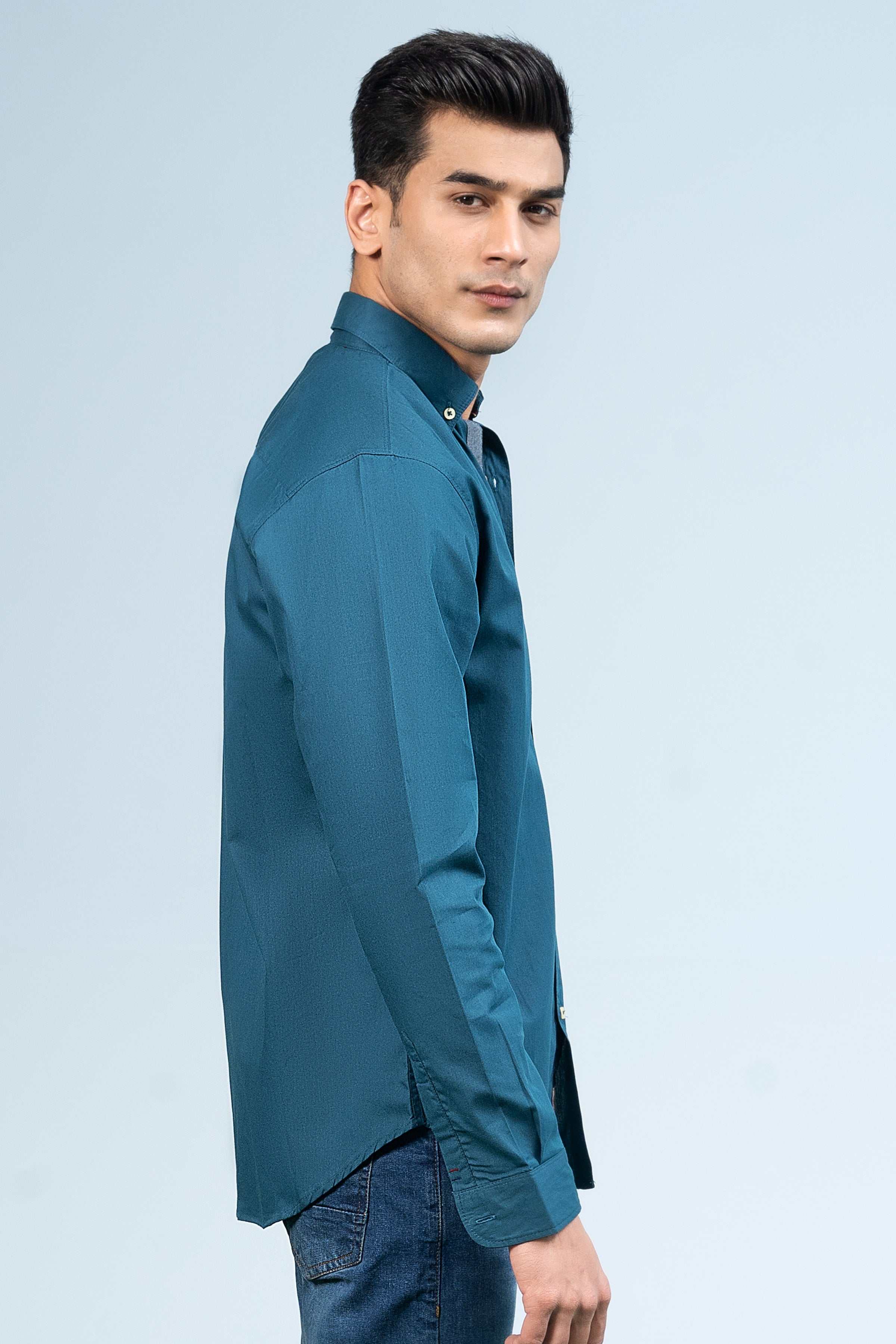 CASUAL SHIRT TAN BLUE at Charcoal Clothing