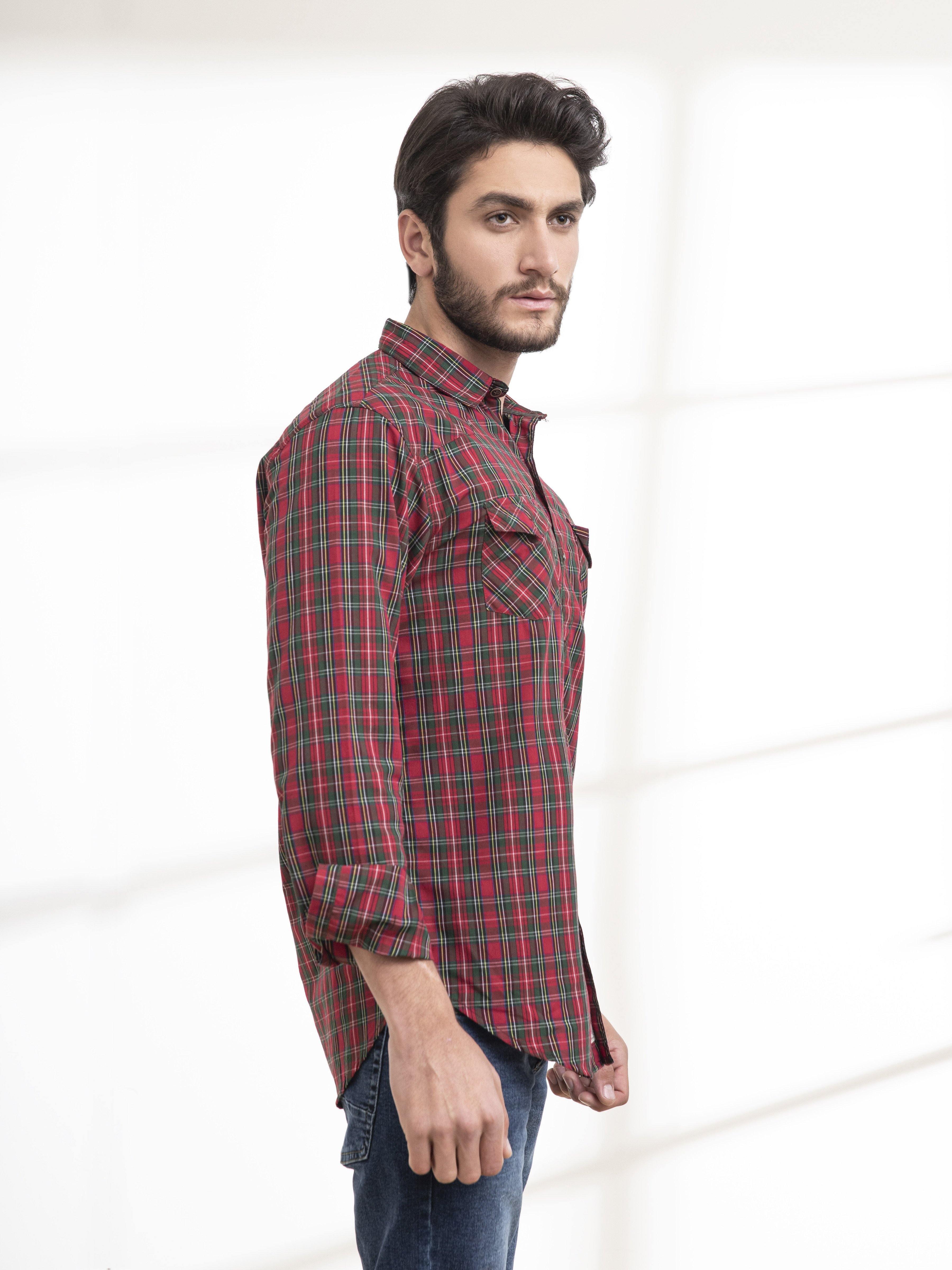 CASUAL SHIRTS FULL SLEEVE RED CHECK at Charcoal Clothing
