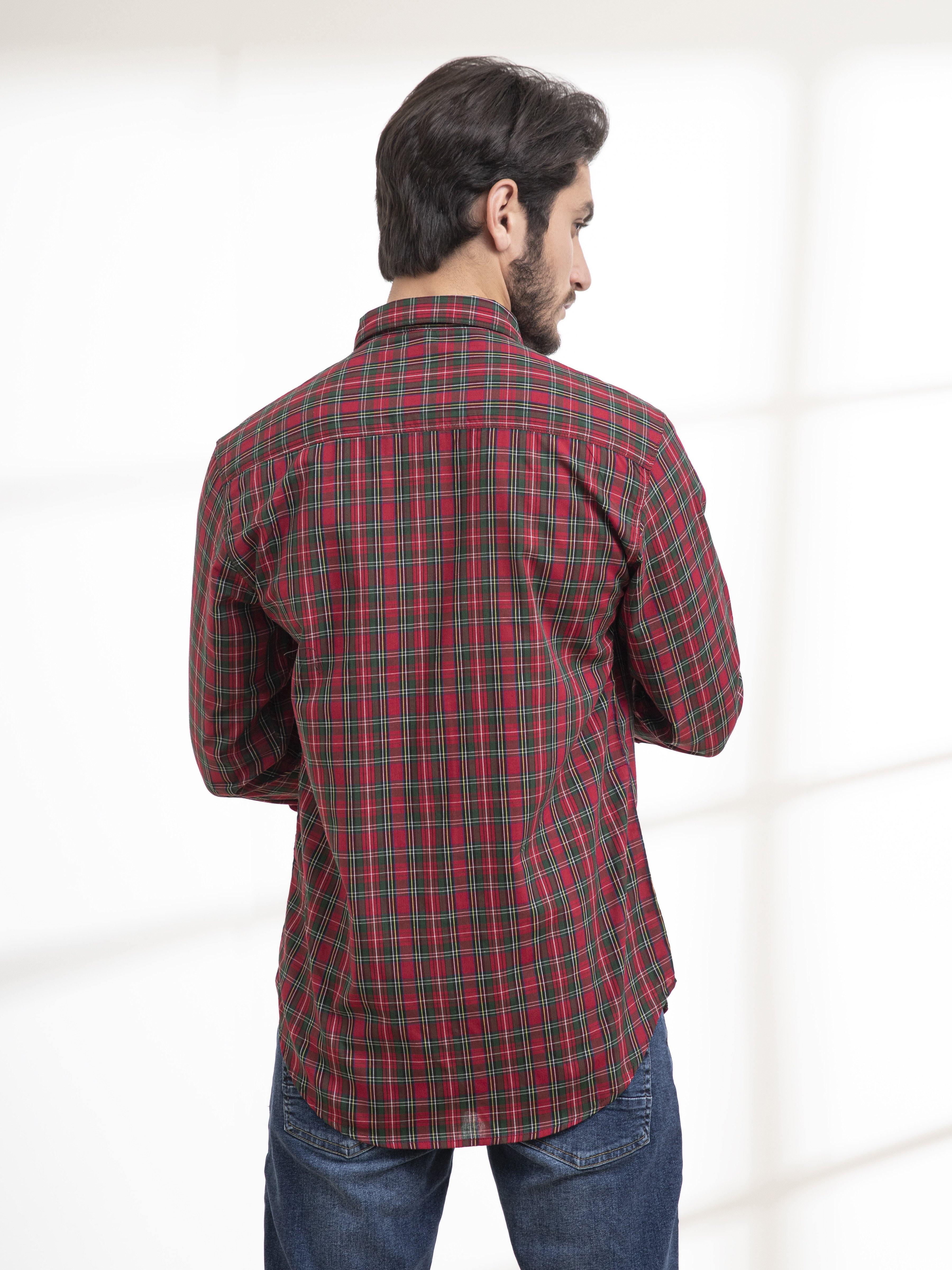 CASUAL SHIRTS FULL SLEEVE RED CHECK at Charcoal Clothing