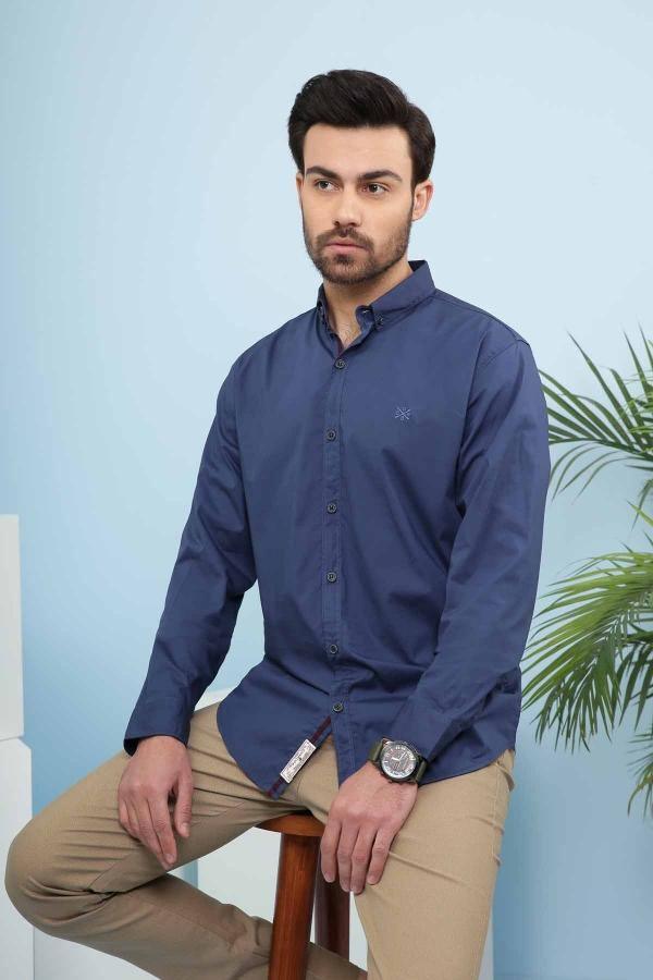 CASUAL SHIRTS FULL SLEEVE SLIM FIT NAVY BLUE at Charcoal Clothing