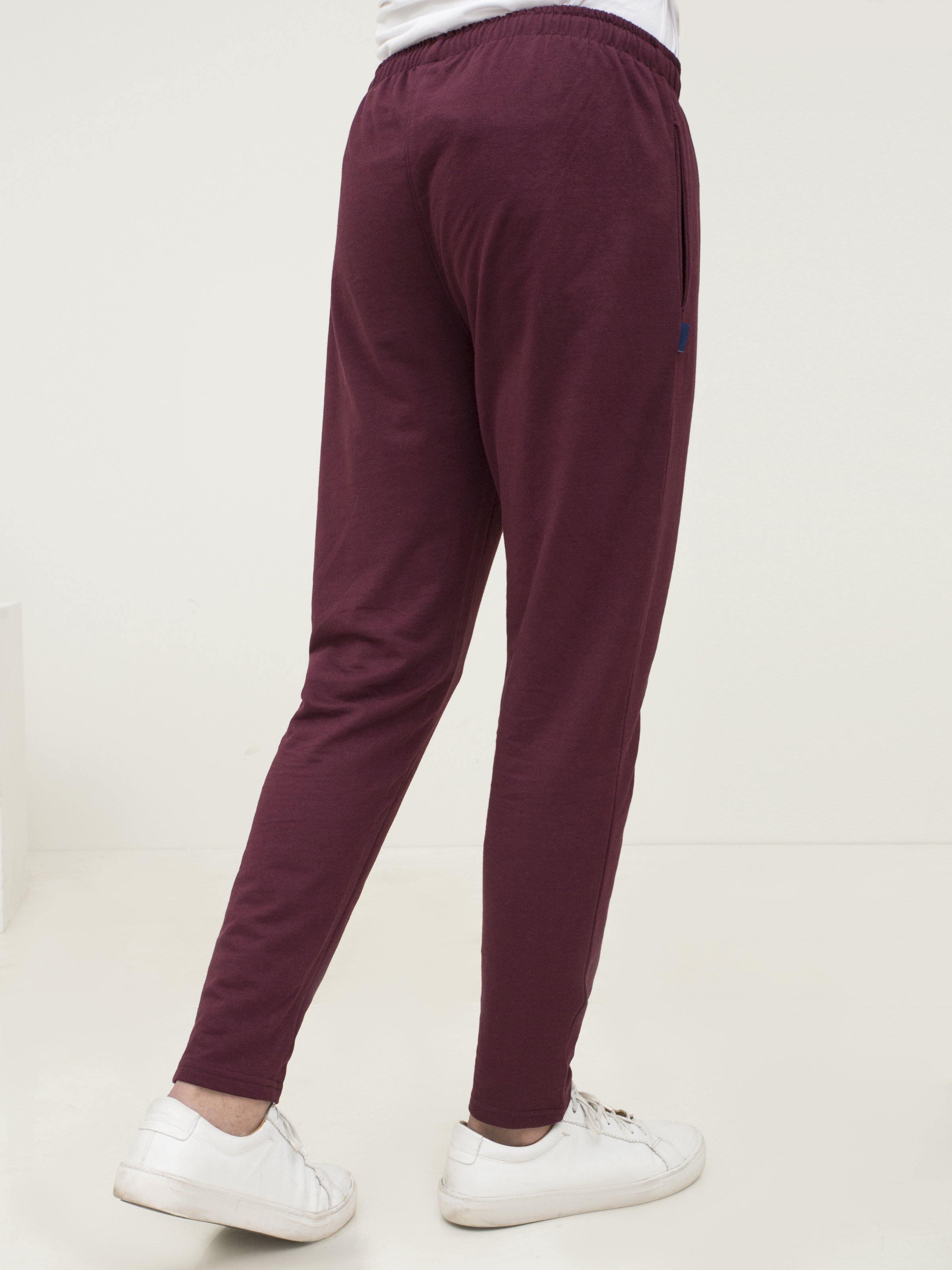 CASUAL TROUSER KNITTED SLEEPWEAR MAROON MELANGE at Charcoal Clothing