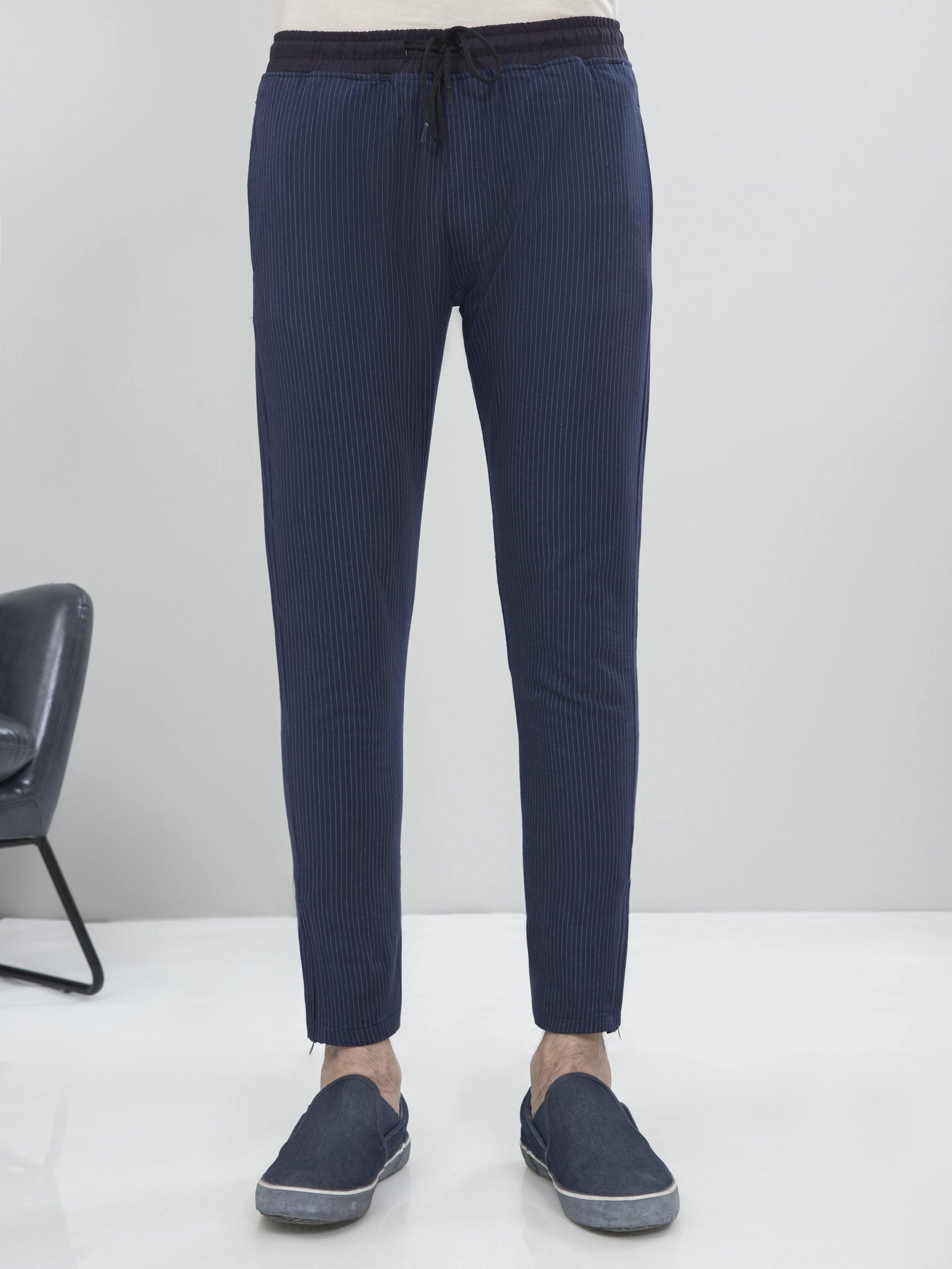 CASUAL TROUSER TAPERED FIT NAVY BLUE at Charcoal Clothing